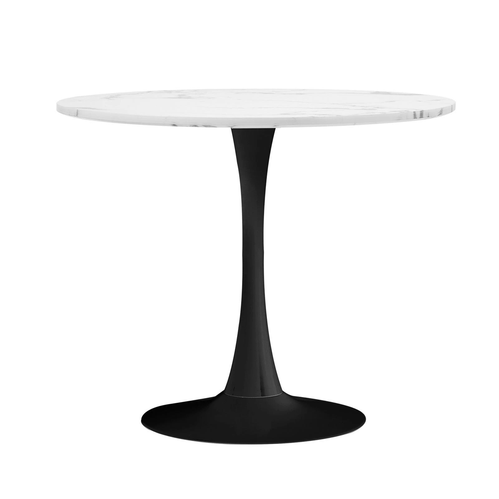 6 Oikiture 90cm Dining Table Kitchen Marble-look Tabletop Tulip Round Metal Leg - Multi, 6 of 9