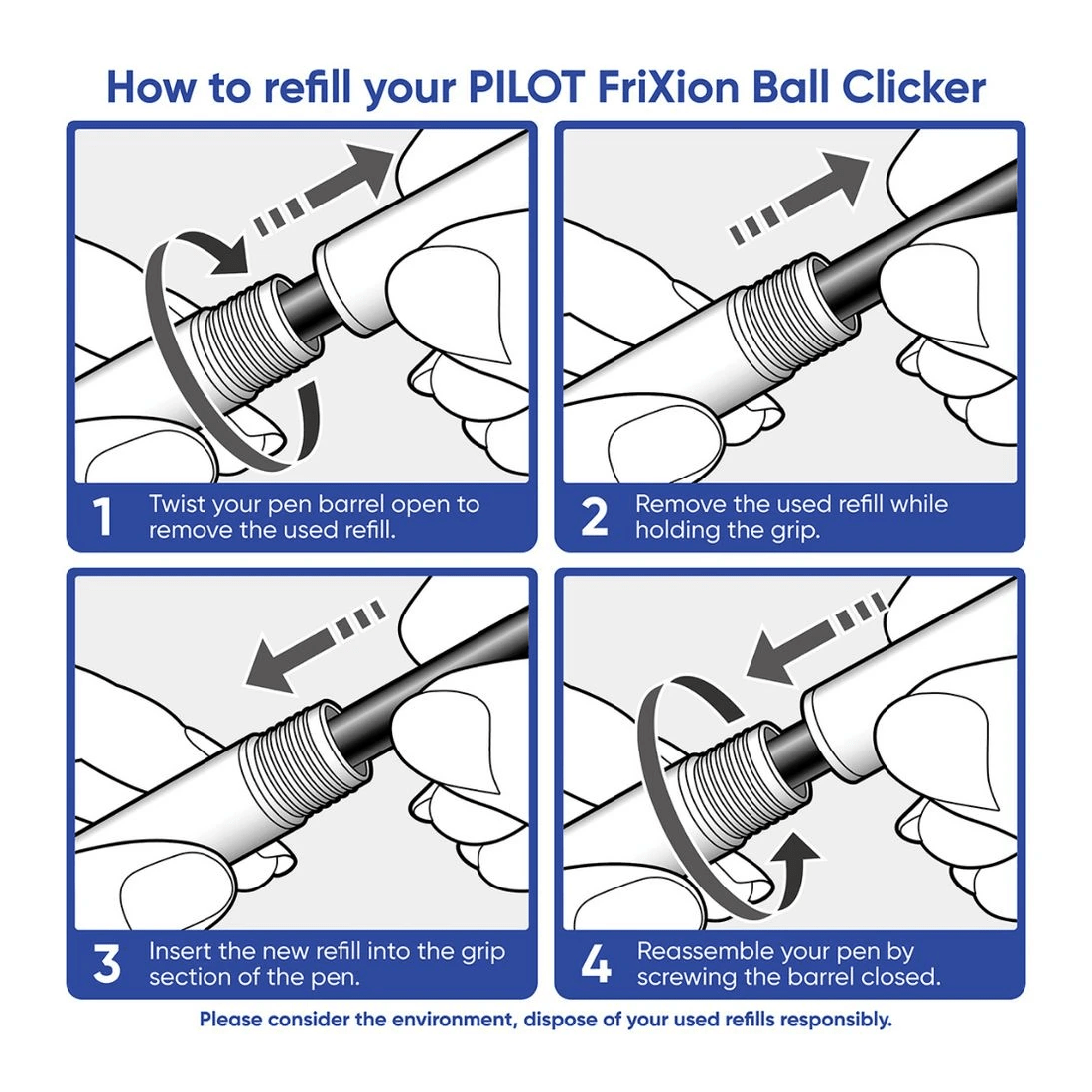 6 PILOT FriXion Clicker Erasable Gel Pen 1mm Black 2 Pack, 6 of 6