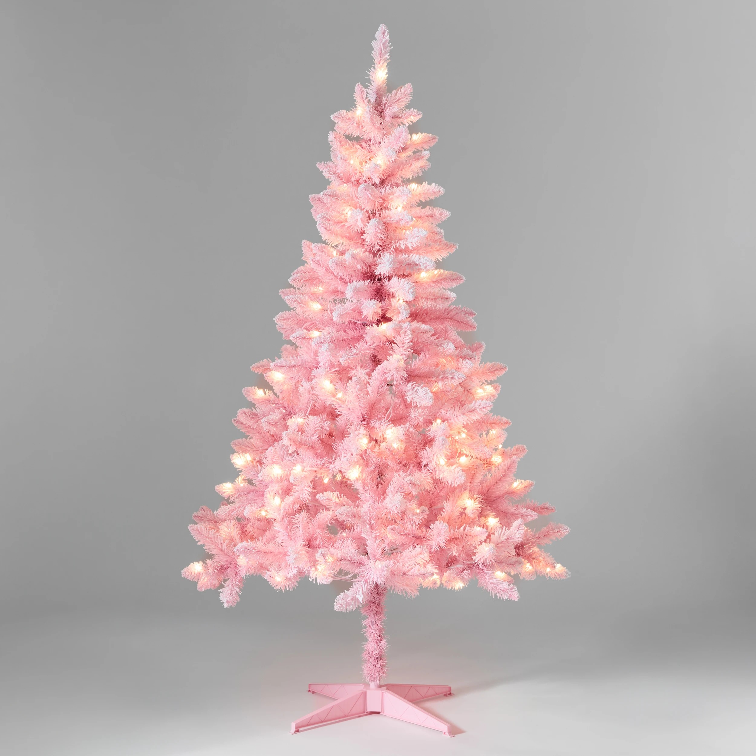 3 1.82m (6ft) Flocked Pink Prelit Christmas Tree, 3 of 8