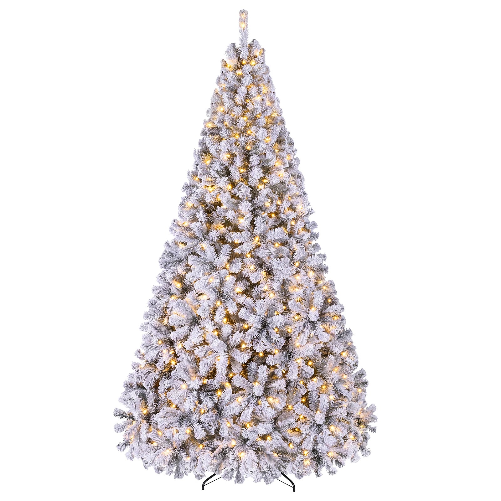 1 Costway 2.8m Flocked Cedar Christmas Tree w/750 LEDs Pre-Lit Artificial Xmas Tree, 1 of 8