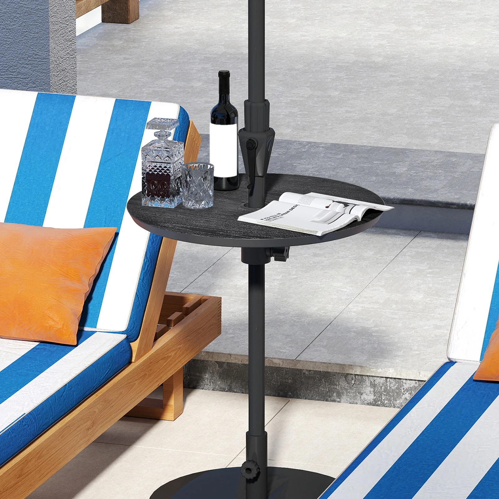 3 Costway 50cm Outdoor Umbrella Table for 38/48 mm Umbrella Pole Round Table Tray - Black, 3 of 5