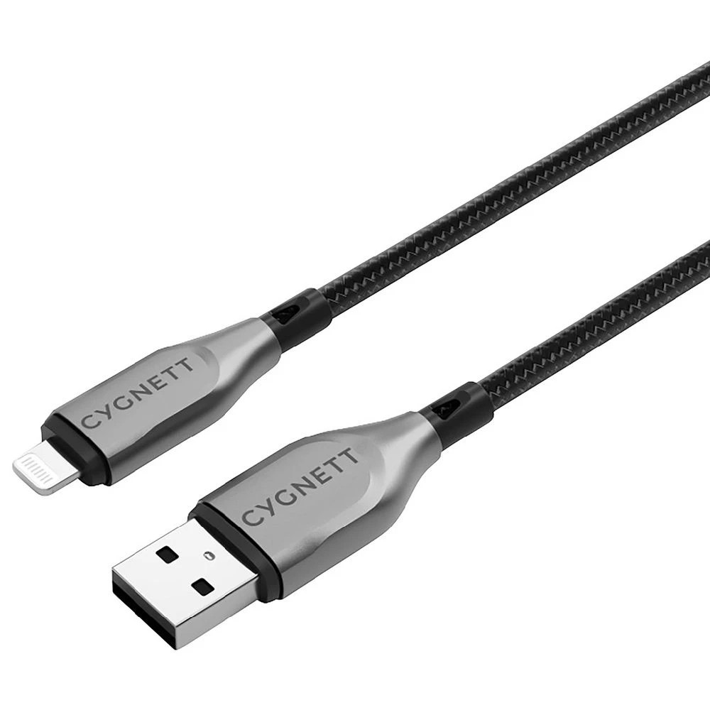 1 Cygnett Armoured Lightning to USB-A Cable 2m Black, 1 of 3