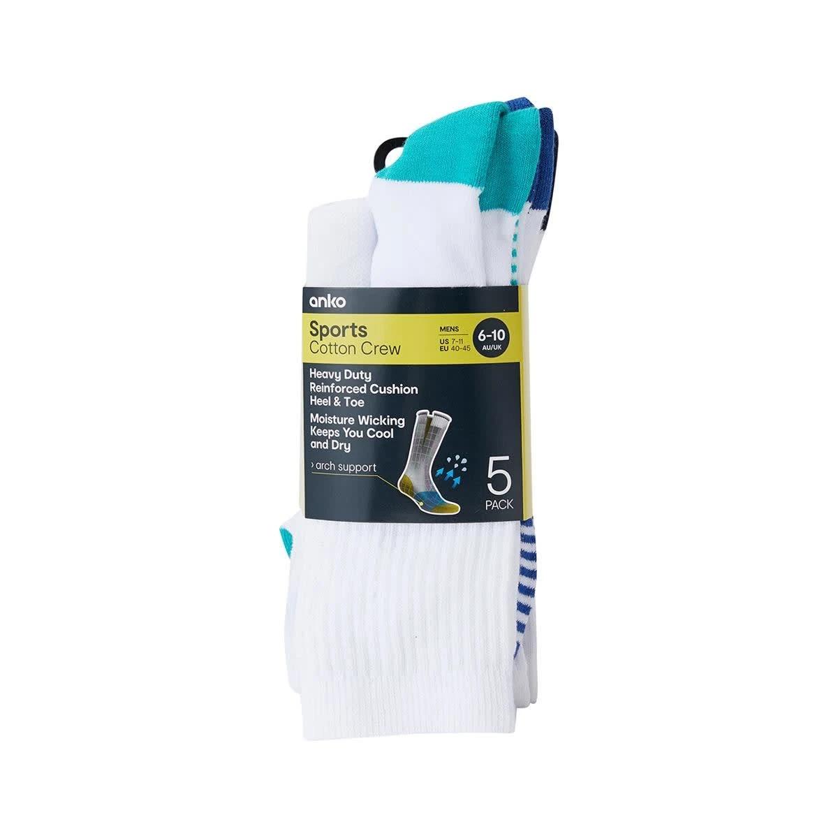 3 5 Pack Super Tough Crew Socks WHITE COLOUR HEEL, 3 of 3