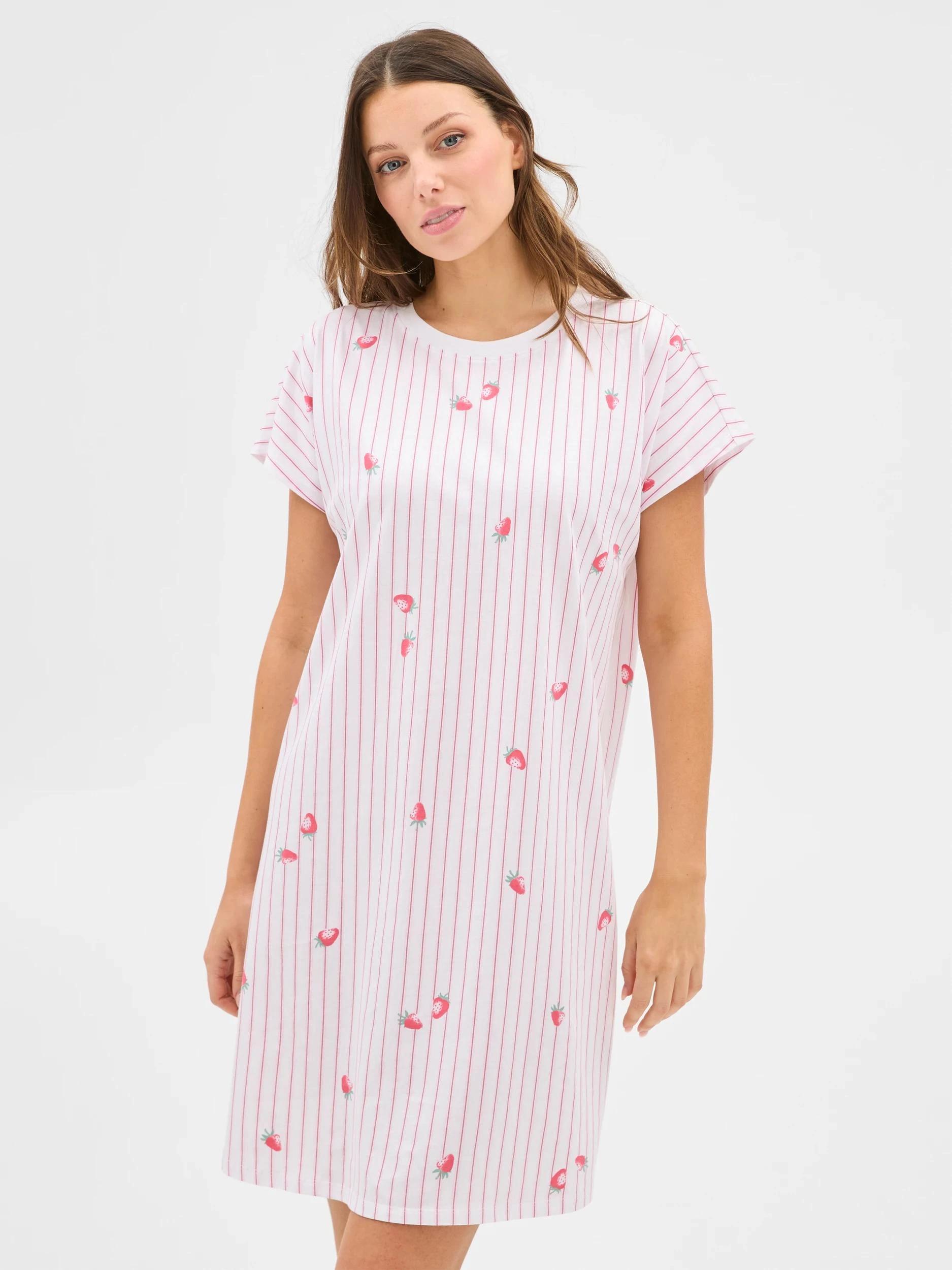 1 Target Australian Cotton T-Shirt Nightie STRAWBERRY STRIPE, 1 of 5