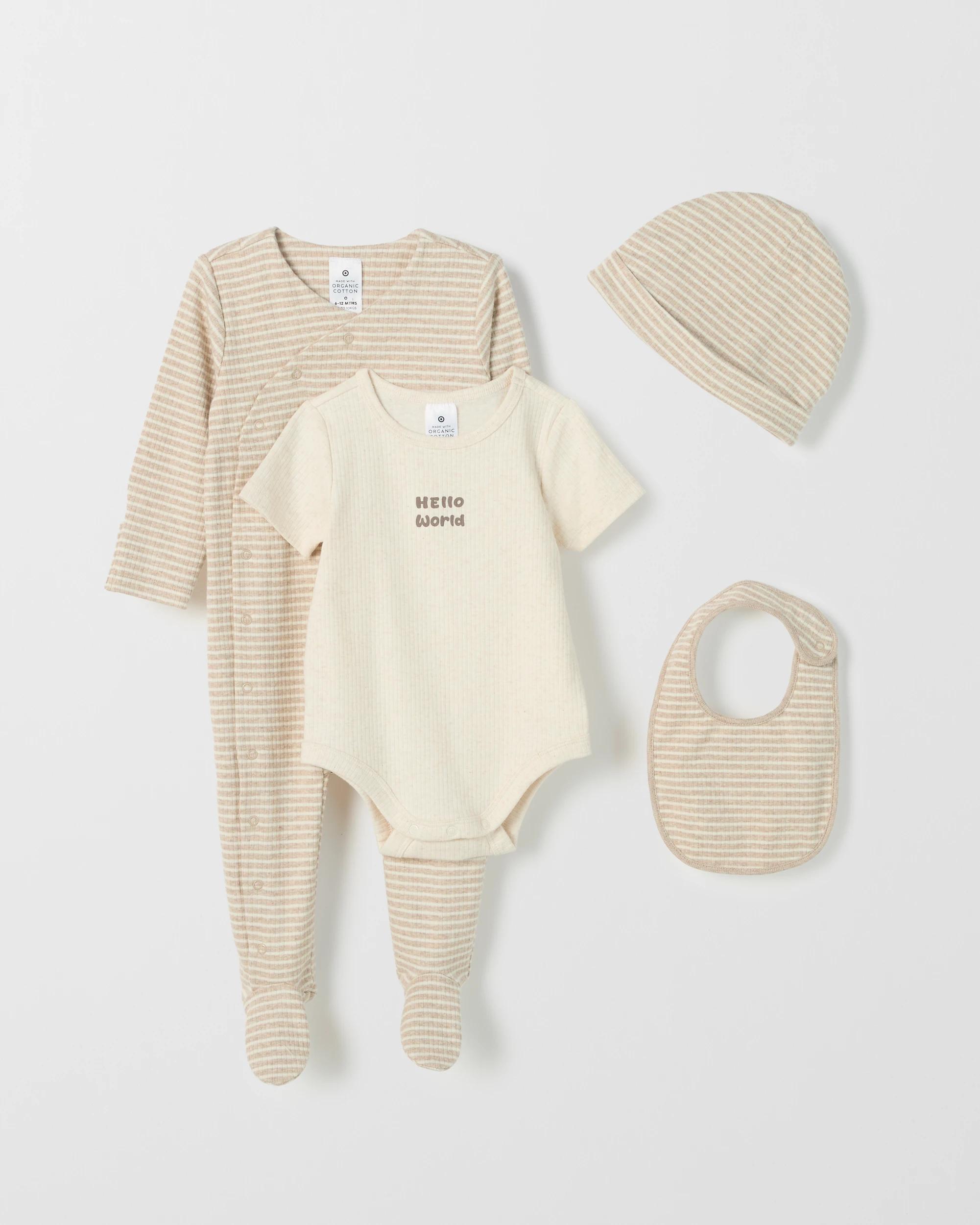1 Target Baby Organic Cotton Rib Starter Coverall Kit STRIPE, 1 of 4