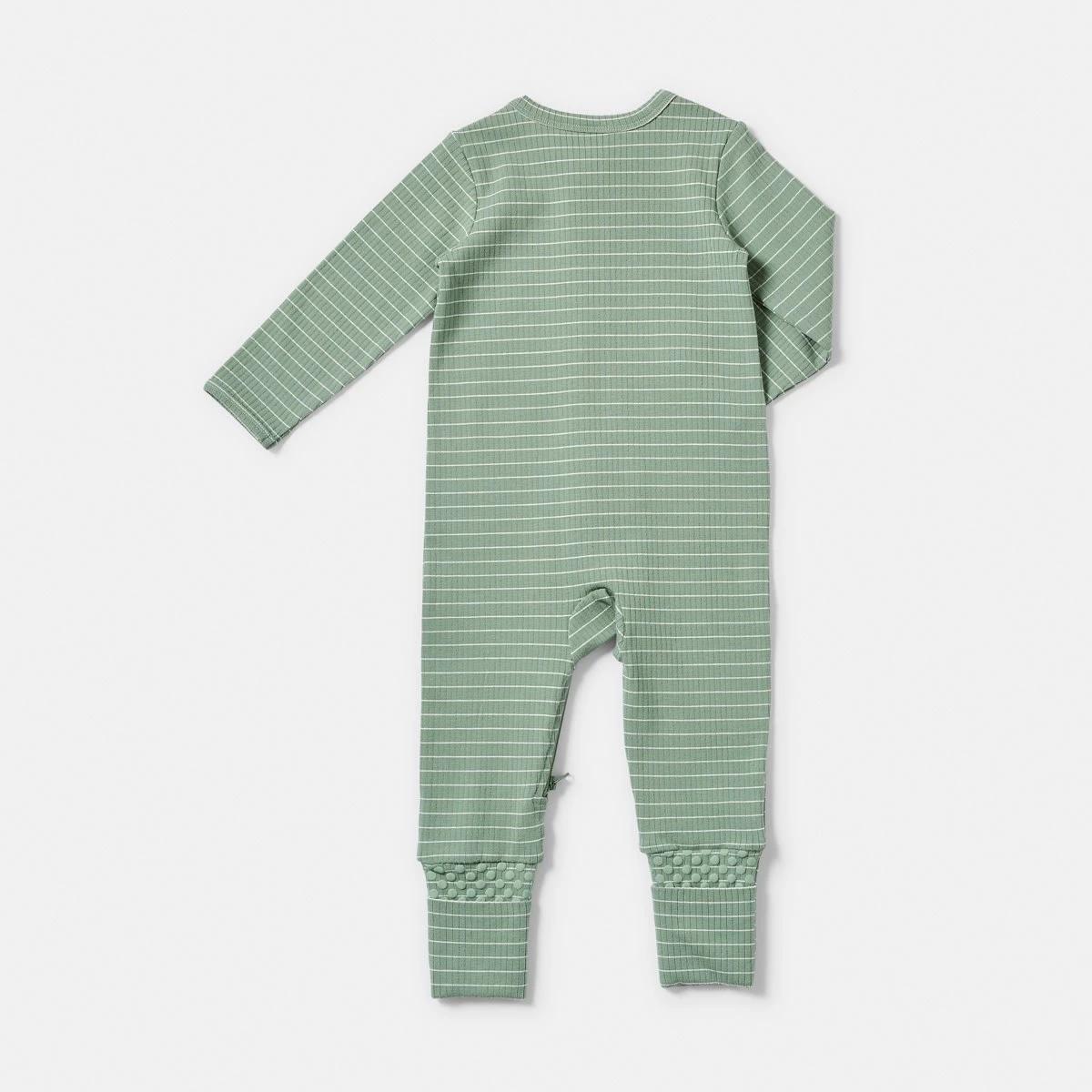 2 Rib Turn Cuff Coverall GREEN STRIPES, 2 of 3