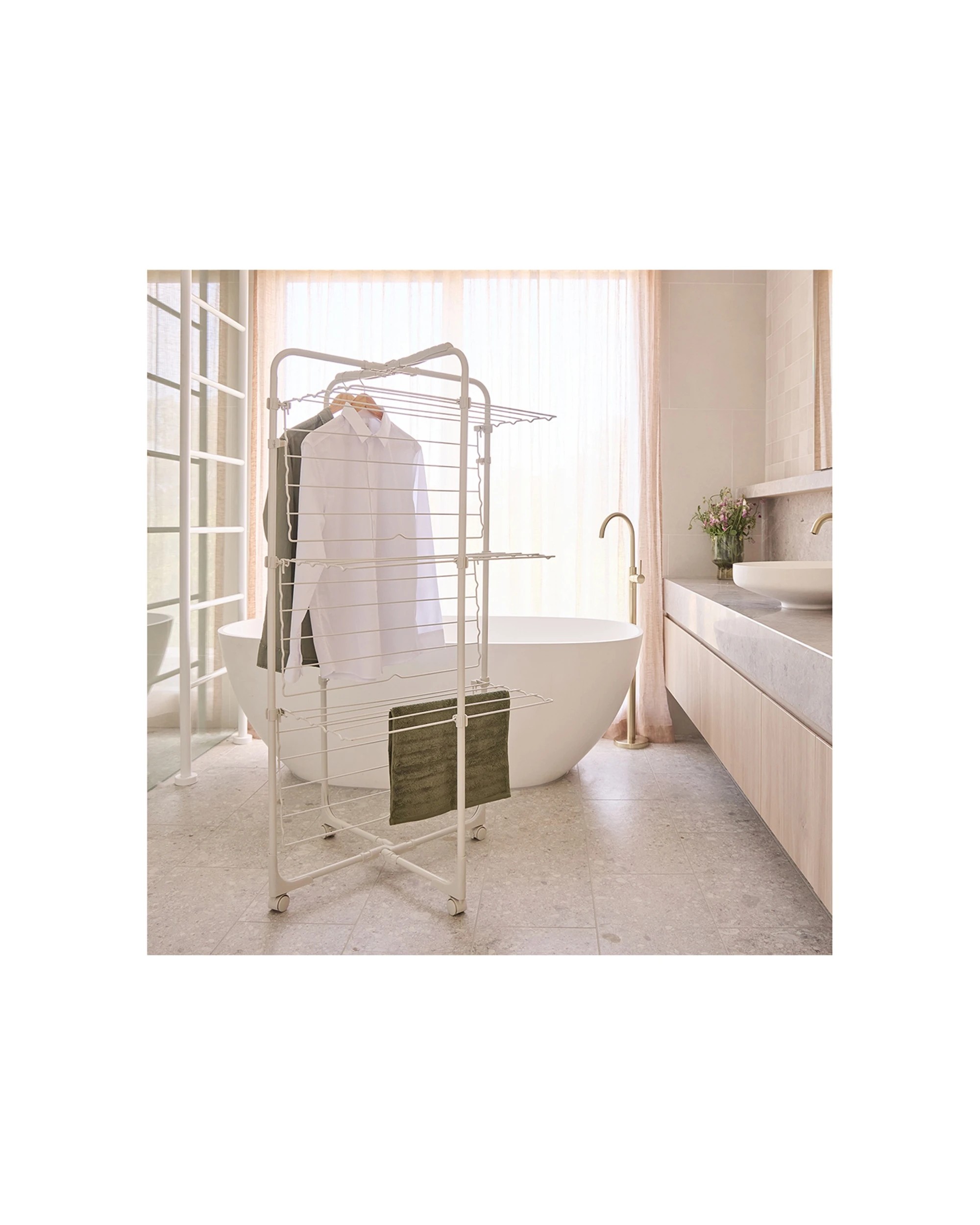 7 HILLS 19M 3 Tier Double Decker Mobile Tower Clothes Airer 60 Hooks Space Saving
 - white, 7 of 9