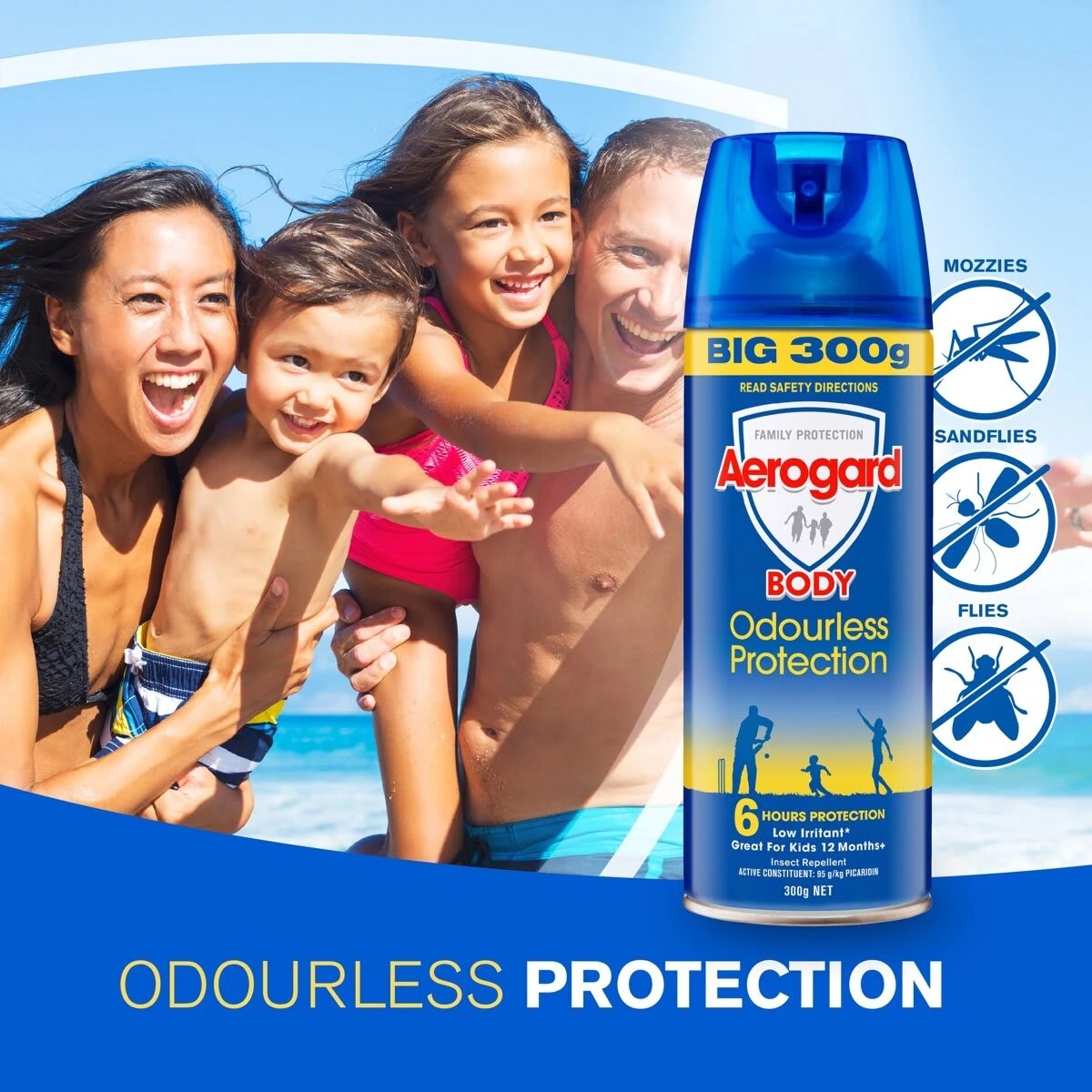 4 Aerogard Body Odourless Protection Insect Repellent Aerosol Spray 300g, 4 of 9