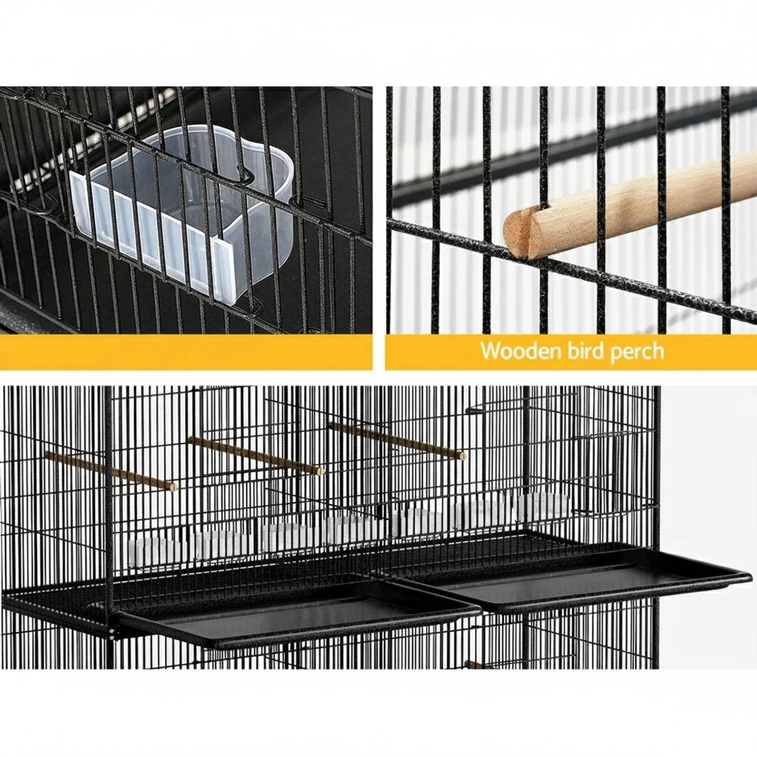 6 i.Pet Bird Cage 175cm Large Aviary - Black, 6 of 6