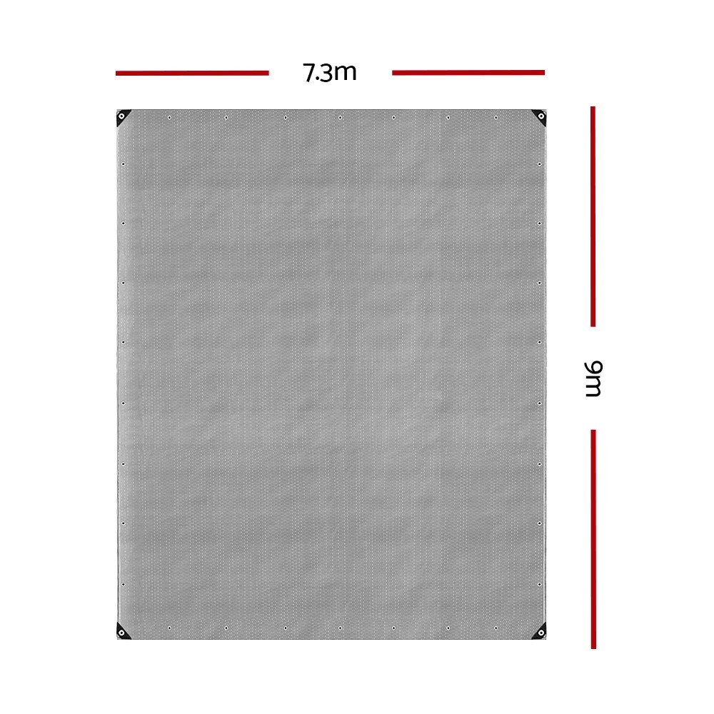 2 Instahut Tarp Tarpaulin 7.3x9m Canvas Camping Heavy Duty Sun Cover - Silver, 2 of 7
