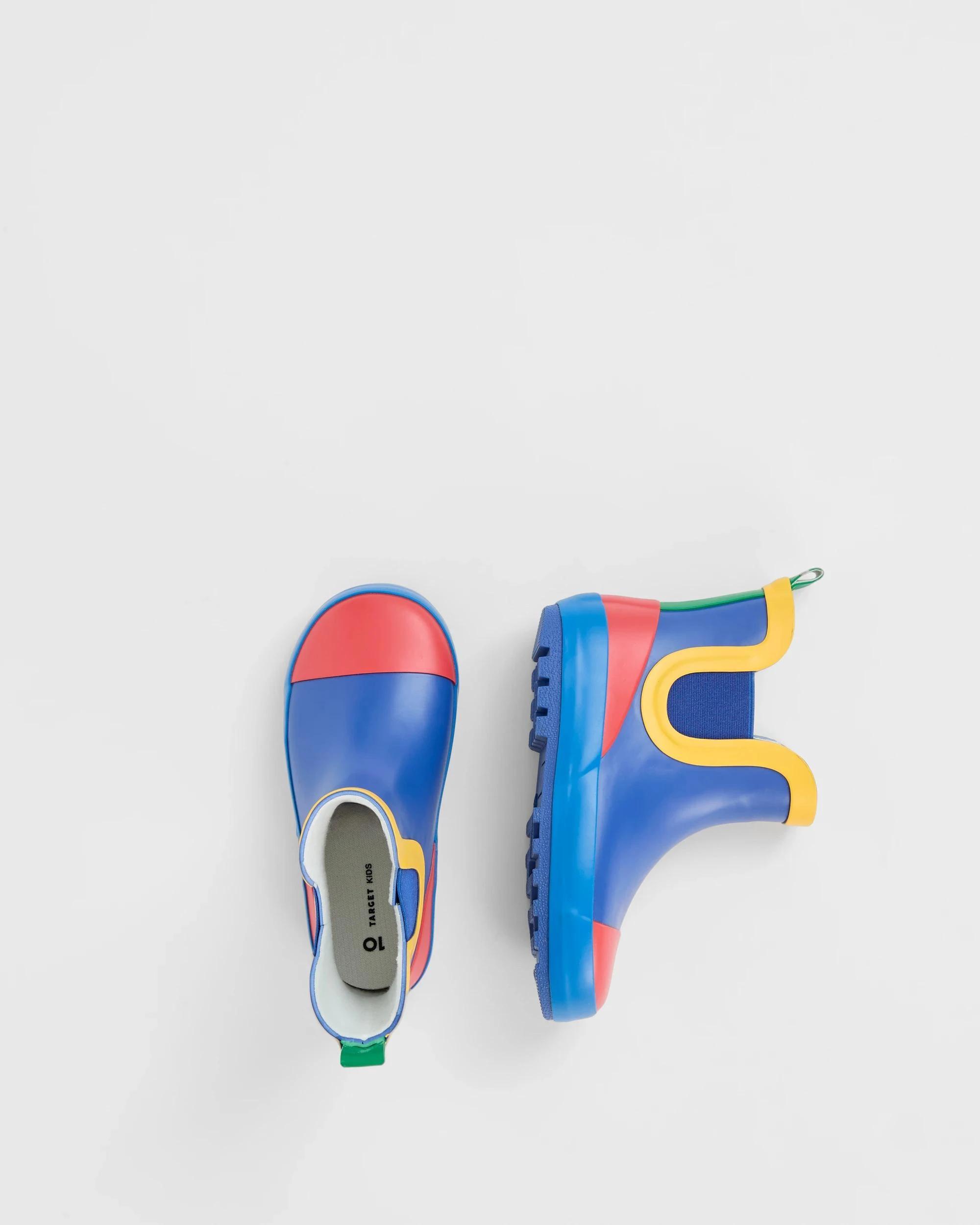 3 Target Kids Colourblock Gusset Ankle Rainboot BLUE, 3 of 3