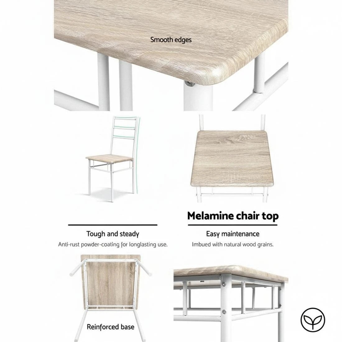 7 Artiss Dining Table And Chairs Set fo 3 Oak - Multi, 7 of 8