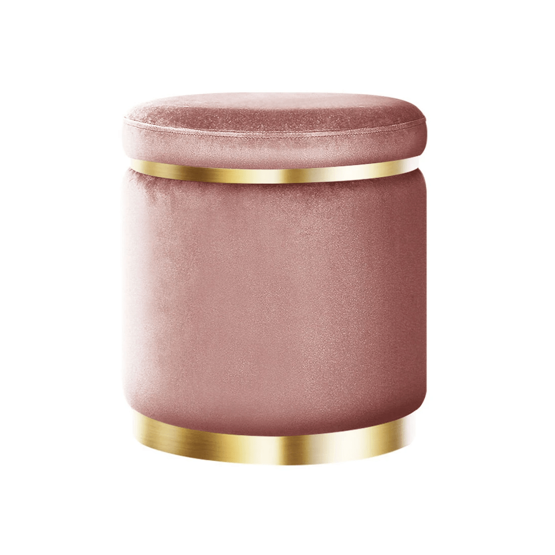 1 Artiss Ottoman Foot Stool Round Velvet - Pink, 1 of 6