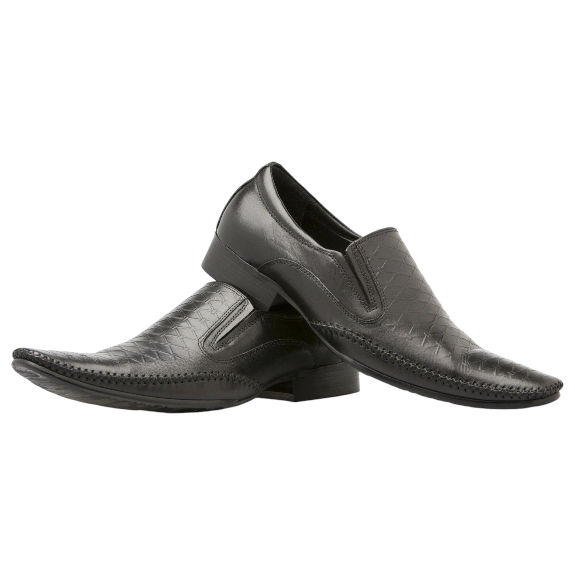 3 Zasel Mens Lish Dress Leather Loafers Formal Shoes BLACK, 3 of 3