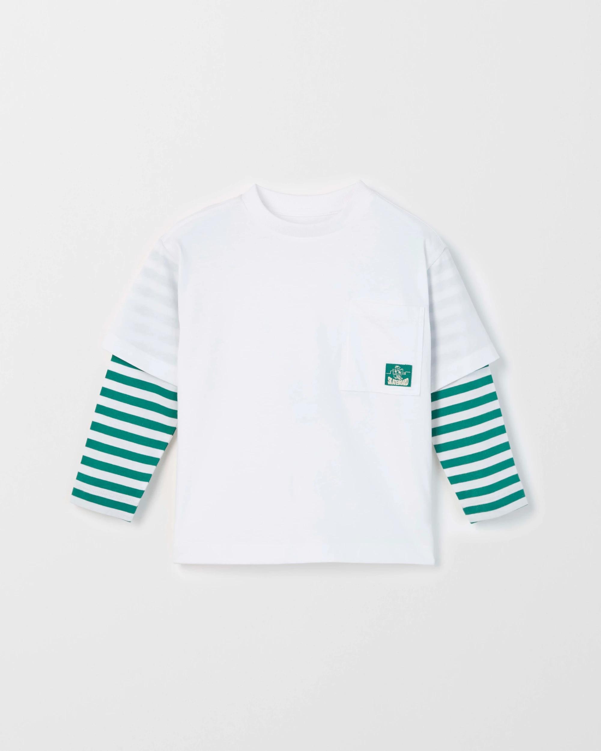 1 Target Kids Australian Cotton Long Sleeve 2Fer T-Shirt GREEN, 1 of 2