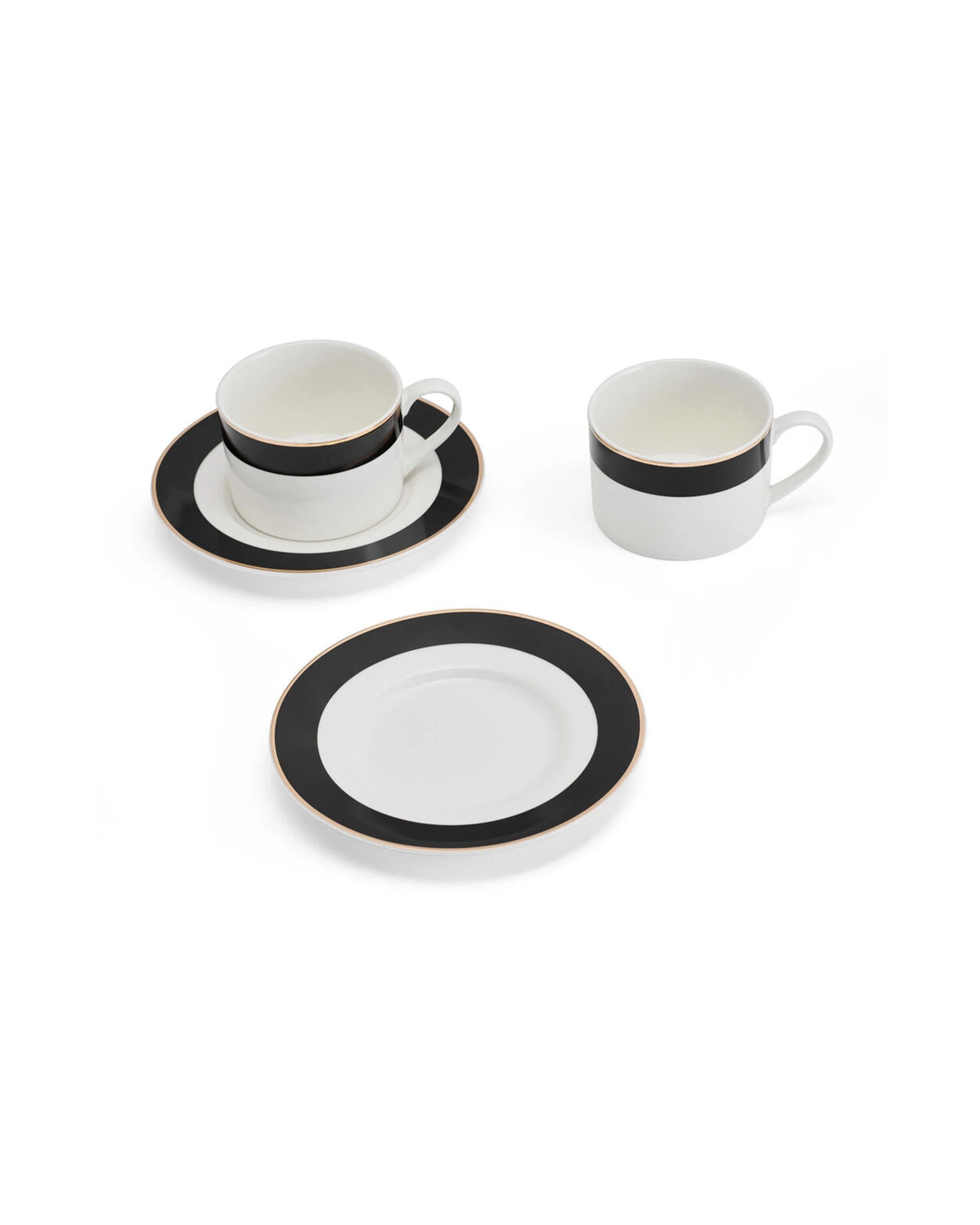 4 Mikasa 4pc Luxe Deco China Tea Cups And Saucers Block Stripe Set 200ml - Multi, 4 of 6