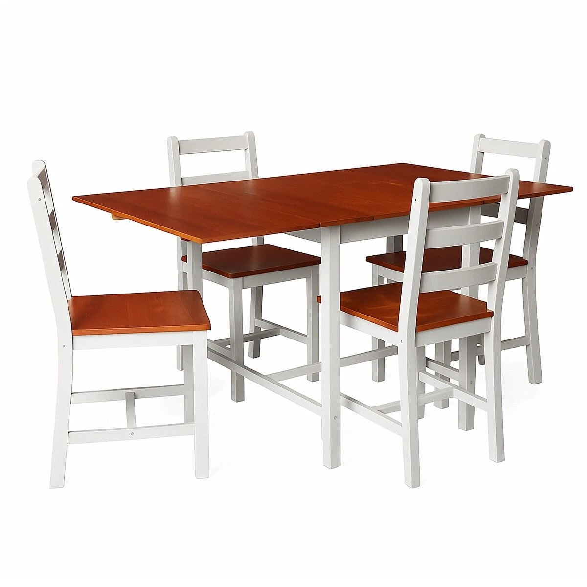1 AUSWAY Folding Dining Table and Chairs Set Wooden Extendable, 1 of 6