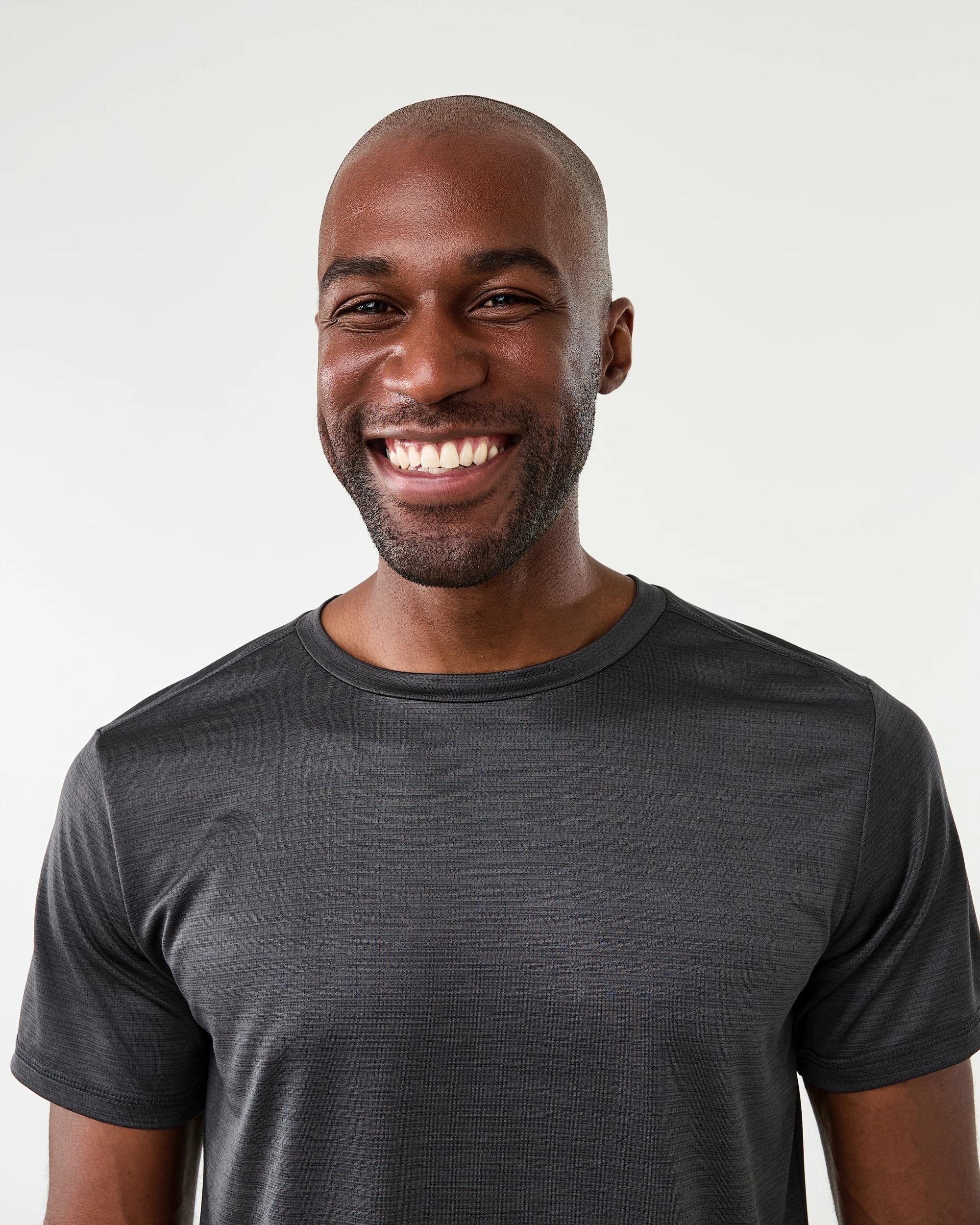 4 Active Mens Crew Neck Cationic T-shirt Gry Drkish, 4 of 6