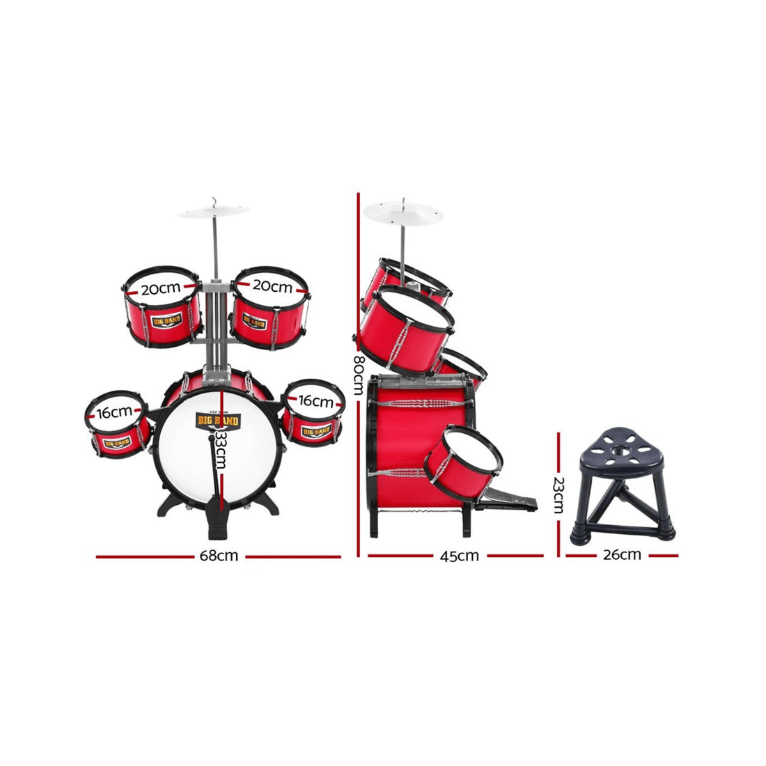 2 Keezi Kids Drum Kit Set Pretend Play Junior Drums Musical Toys Childrens 7pcs
 - multi, 2 of 5