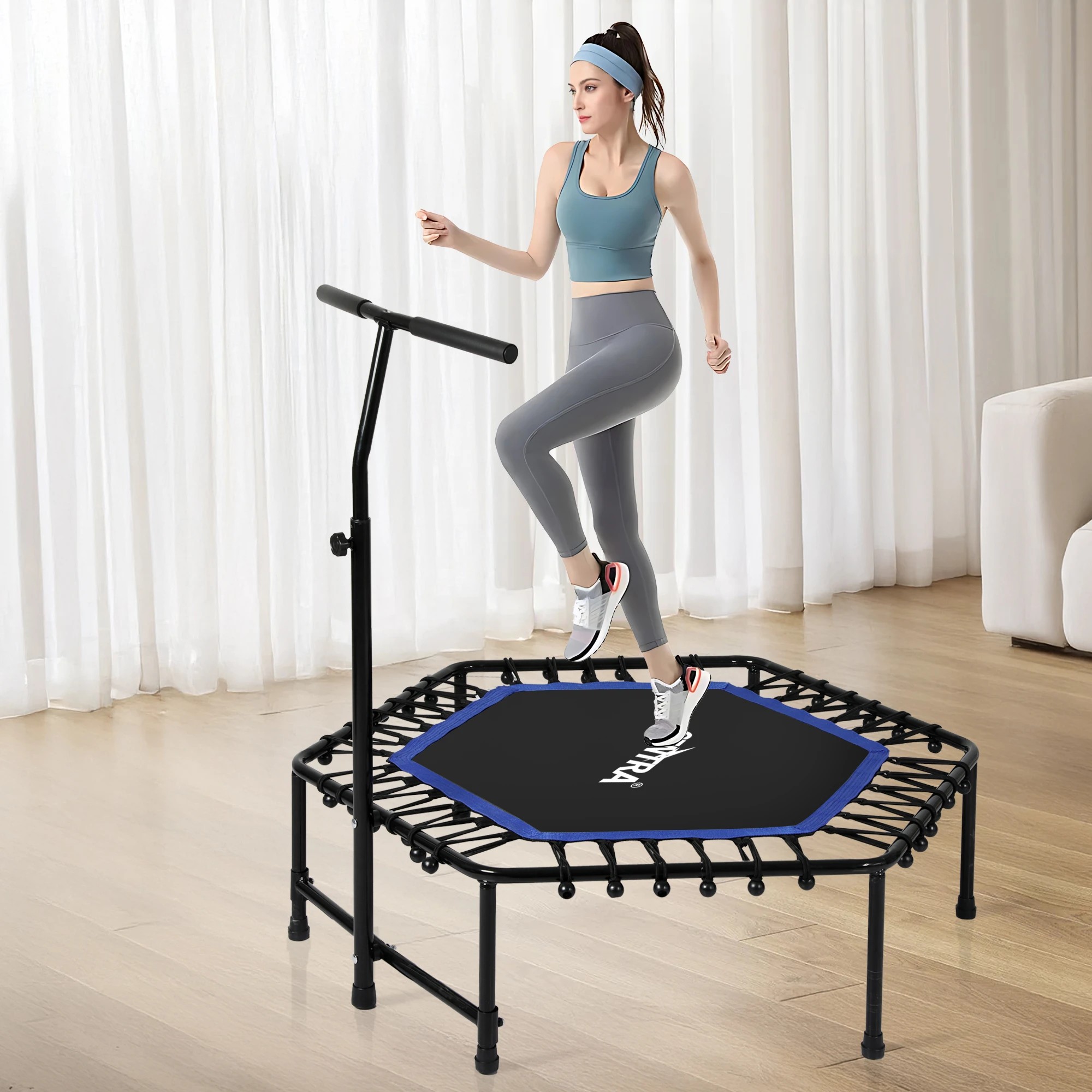 7 Centra 48" Mini Trampoline Rebounder Bungees Fitness Cardio Exercise Home Gym, 7 of 9
