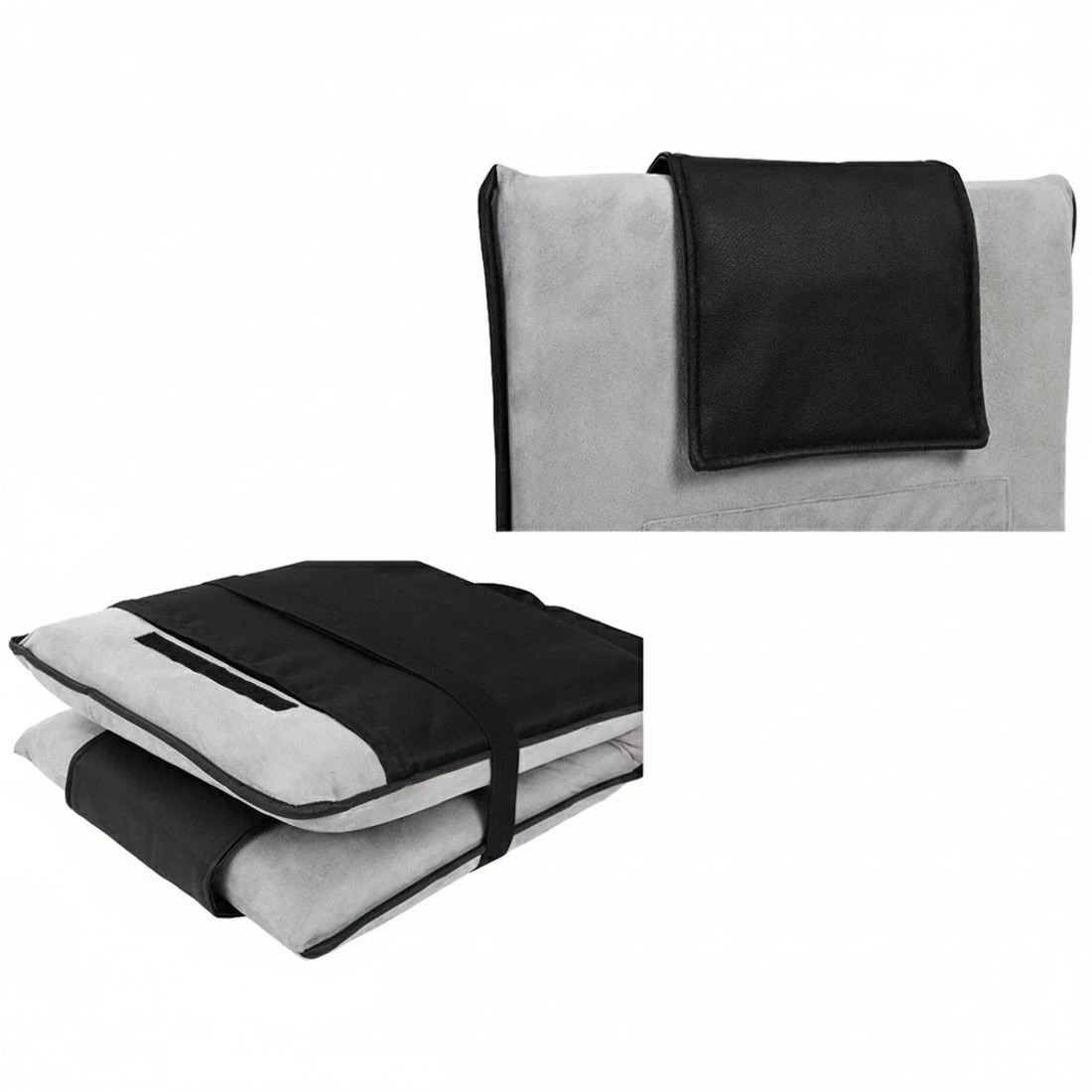 6 Artiss 2X Floor Lounge Sofa Bed Floor Cushion  Velvet - Grey, 6 of 6