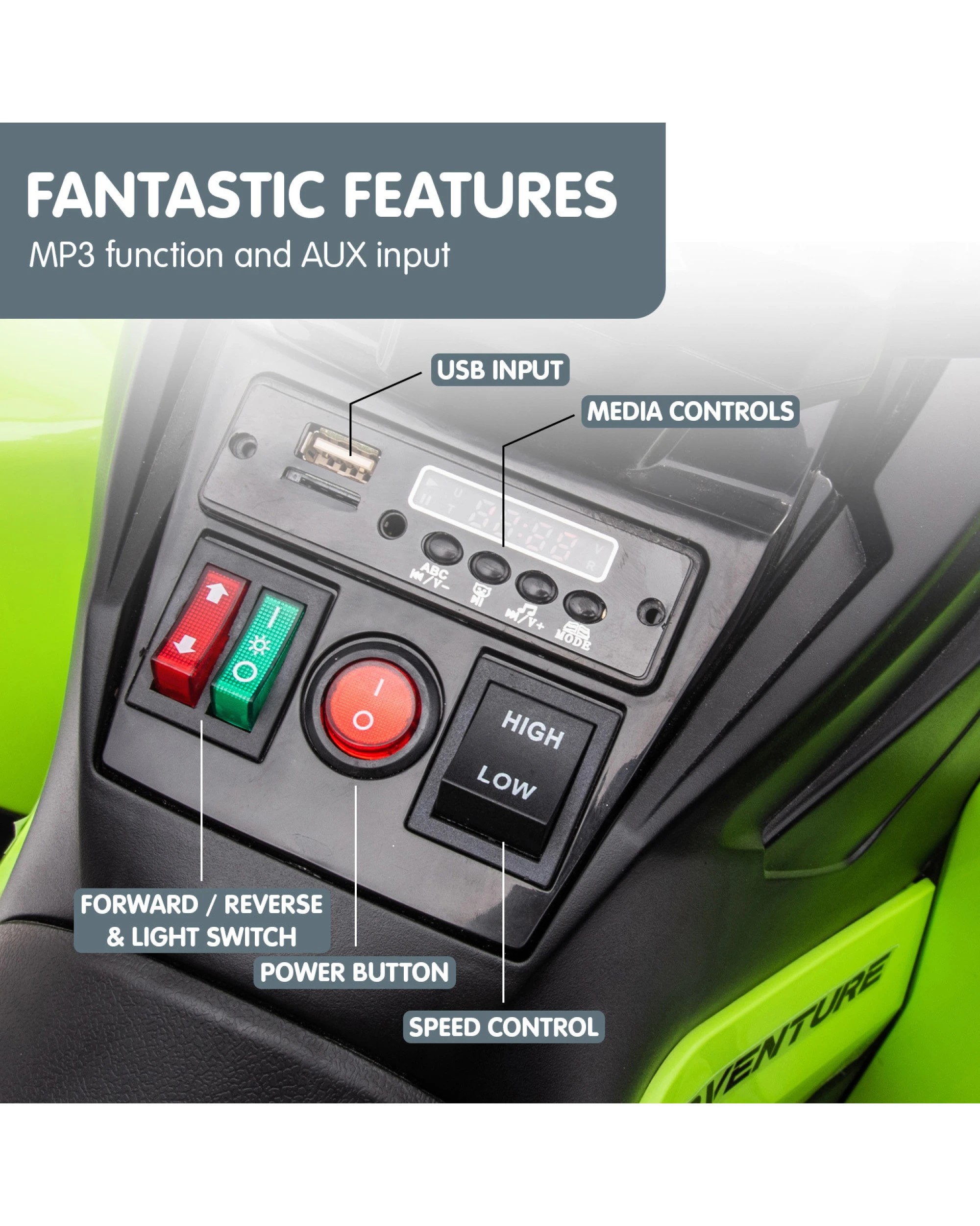 5 Kahuna Gts99 Kids Toy Electric Ride On Quad Bike Toy Atv 50w - Green, 5 of 10