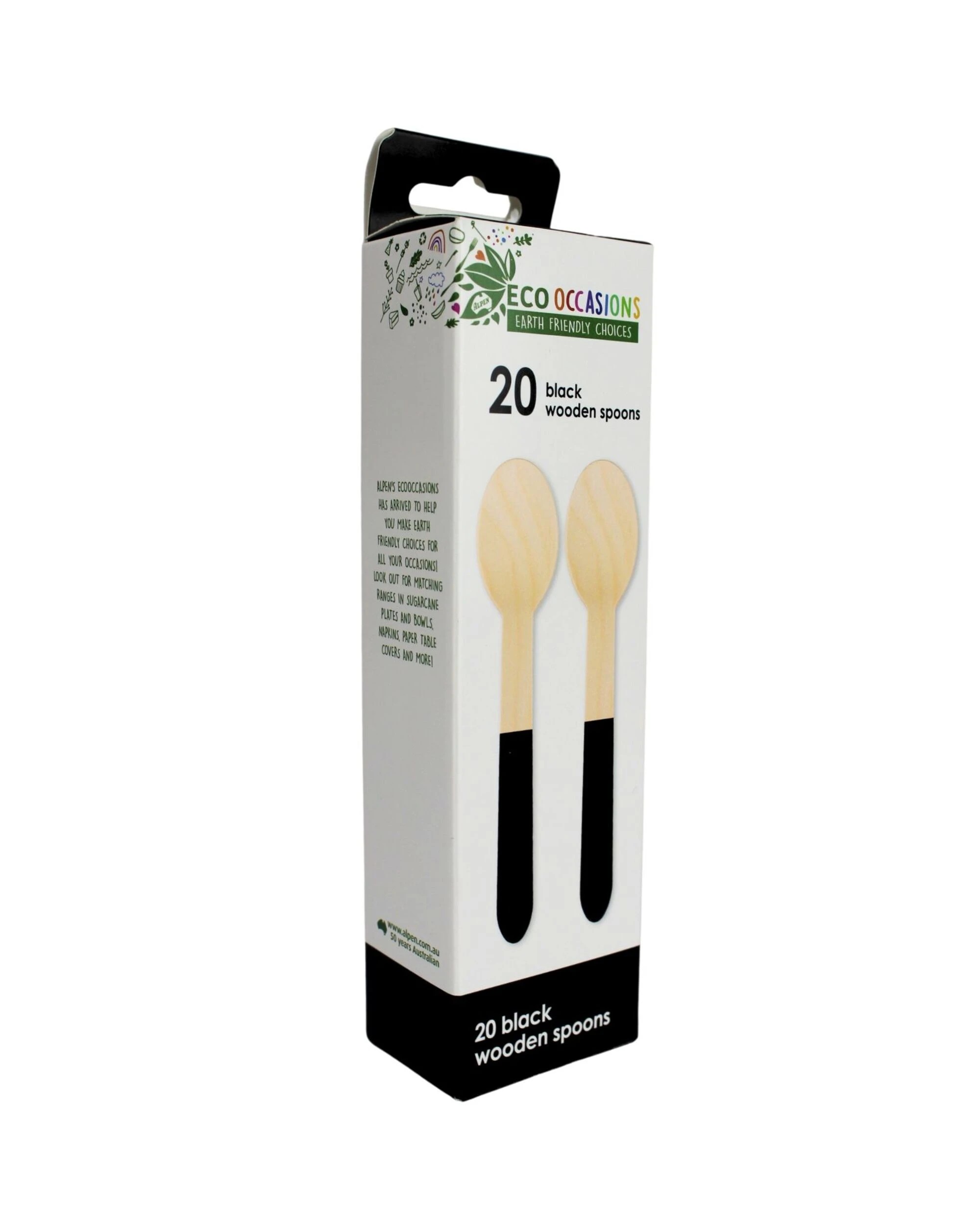 2 Alpen Wooden Dipped Spoons Pack of 20 - Black, 2 of 2