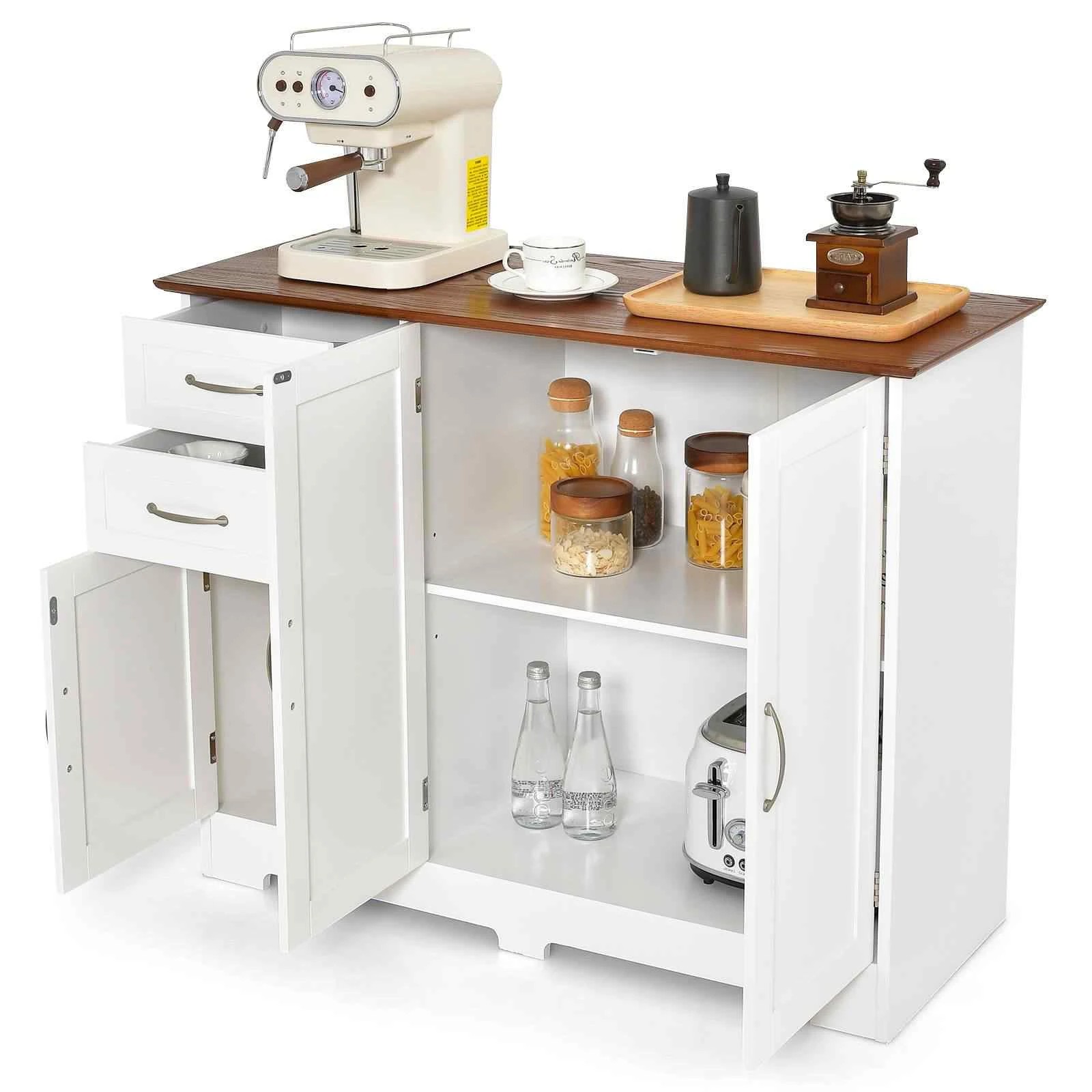 4 Costway Sideboard Buffet Cabinet Credenza White, 4 of 4