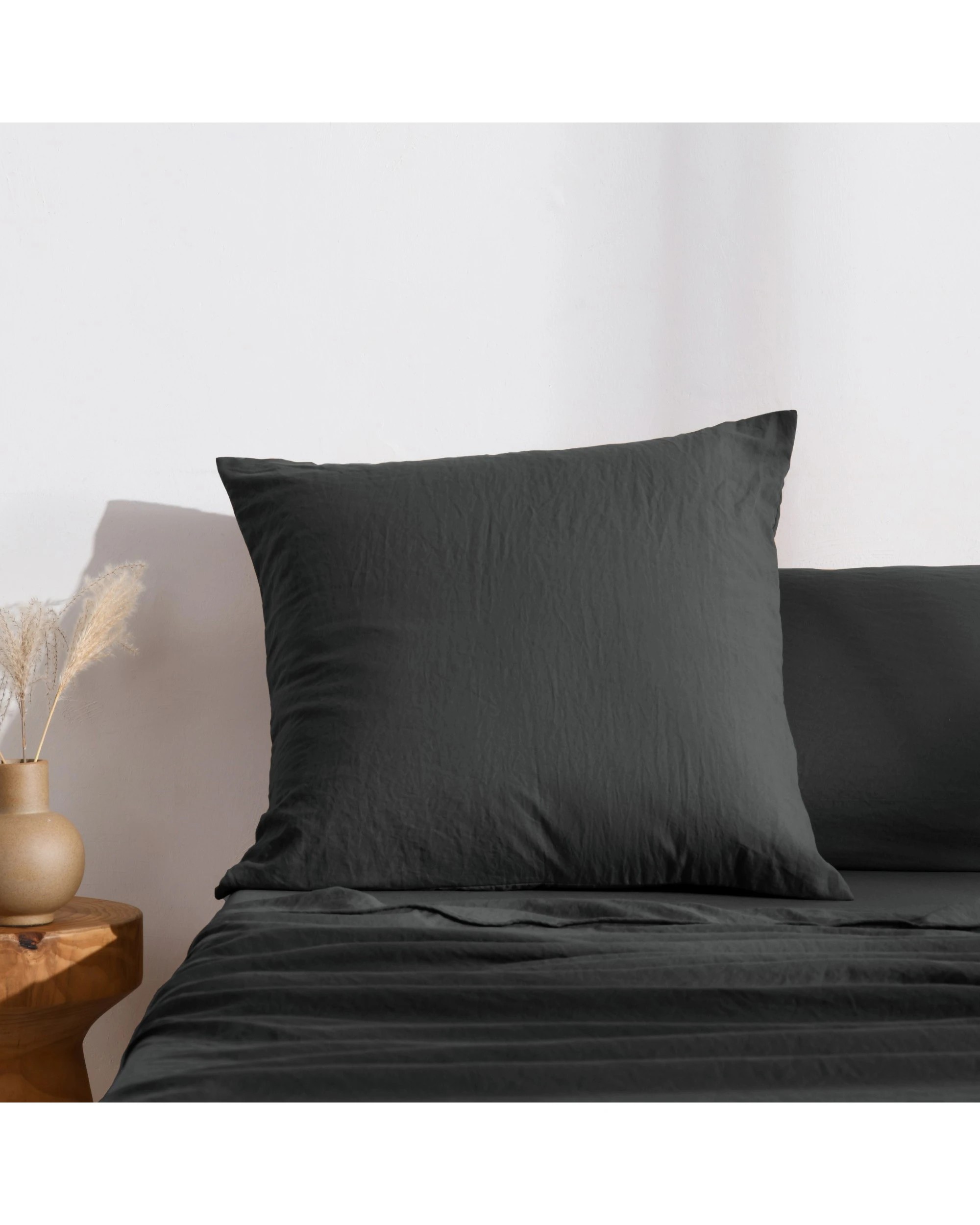 1 Dreamaker Superfine Washed Microfibre European Pillowcase - Black, 1 of 5