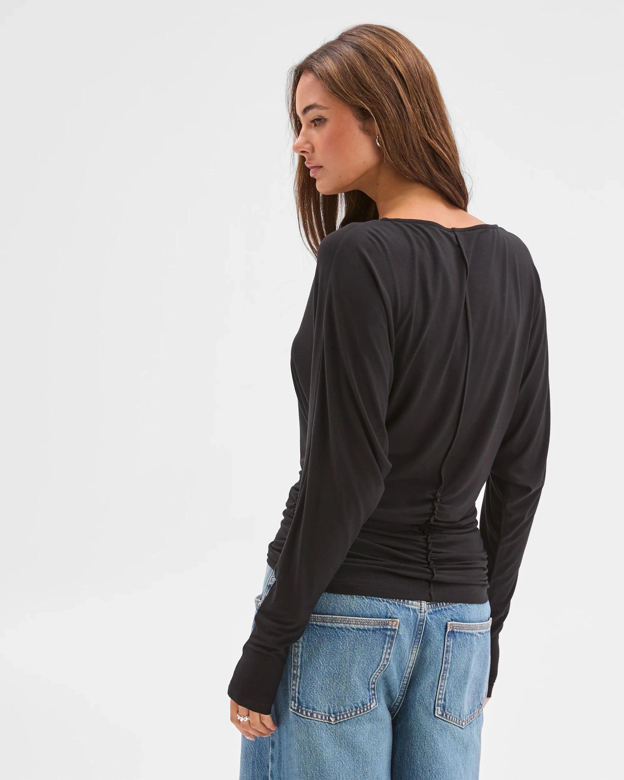 1 Lily Loves Long Dolman Sleeve Top BLACK, 1 of 4