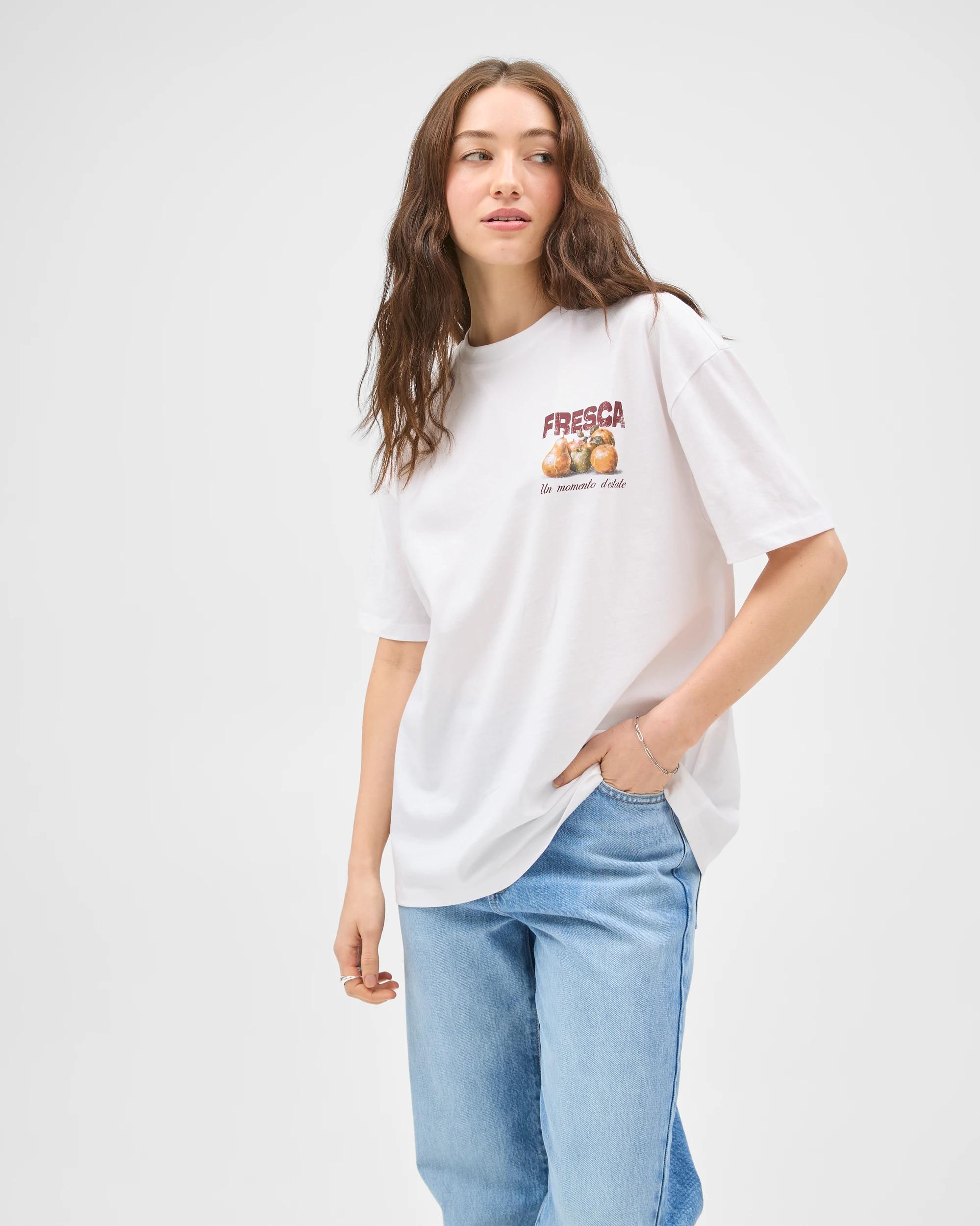 1 Lily Loves Australian Cotton Oversized Boyfriend T-Shirt WHITE FRESCA, 1 of 7
