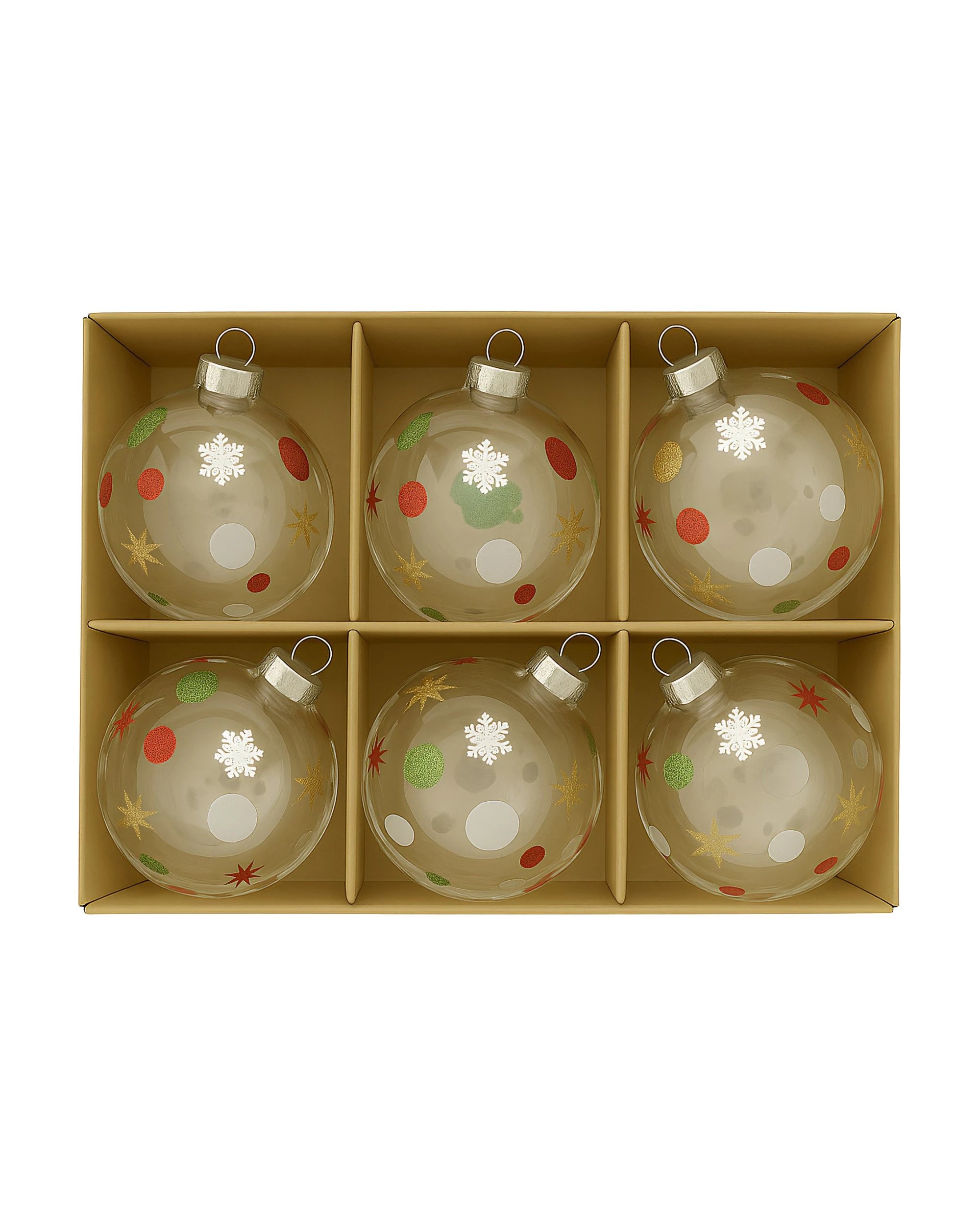 5 Christabelle Glass Baubles 6 Pcs with Assorted Patterns Balls Christmas Tree Decoration Ornament, 5 of 7