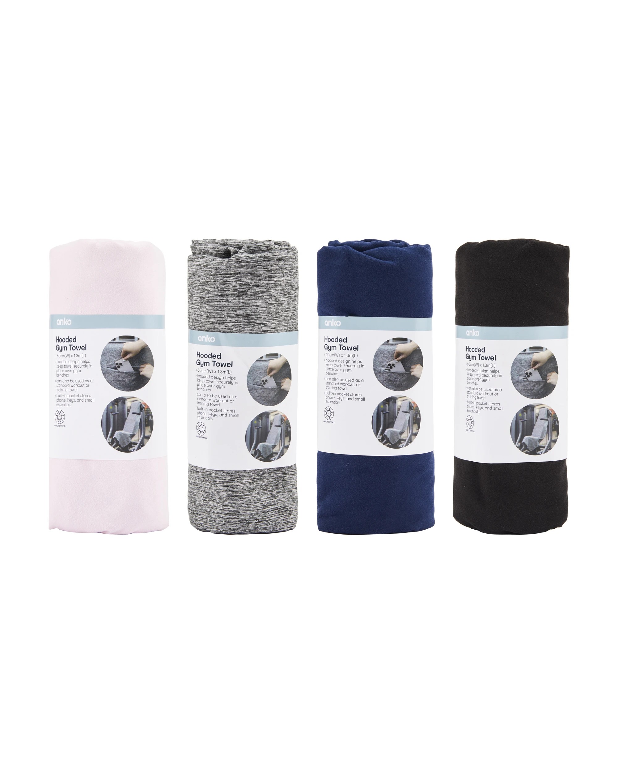 6 Hooded Gym Towel - Assorted, 6 of 6