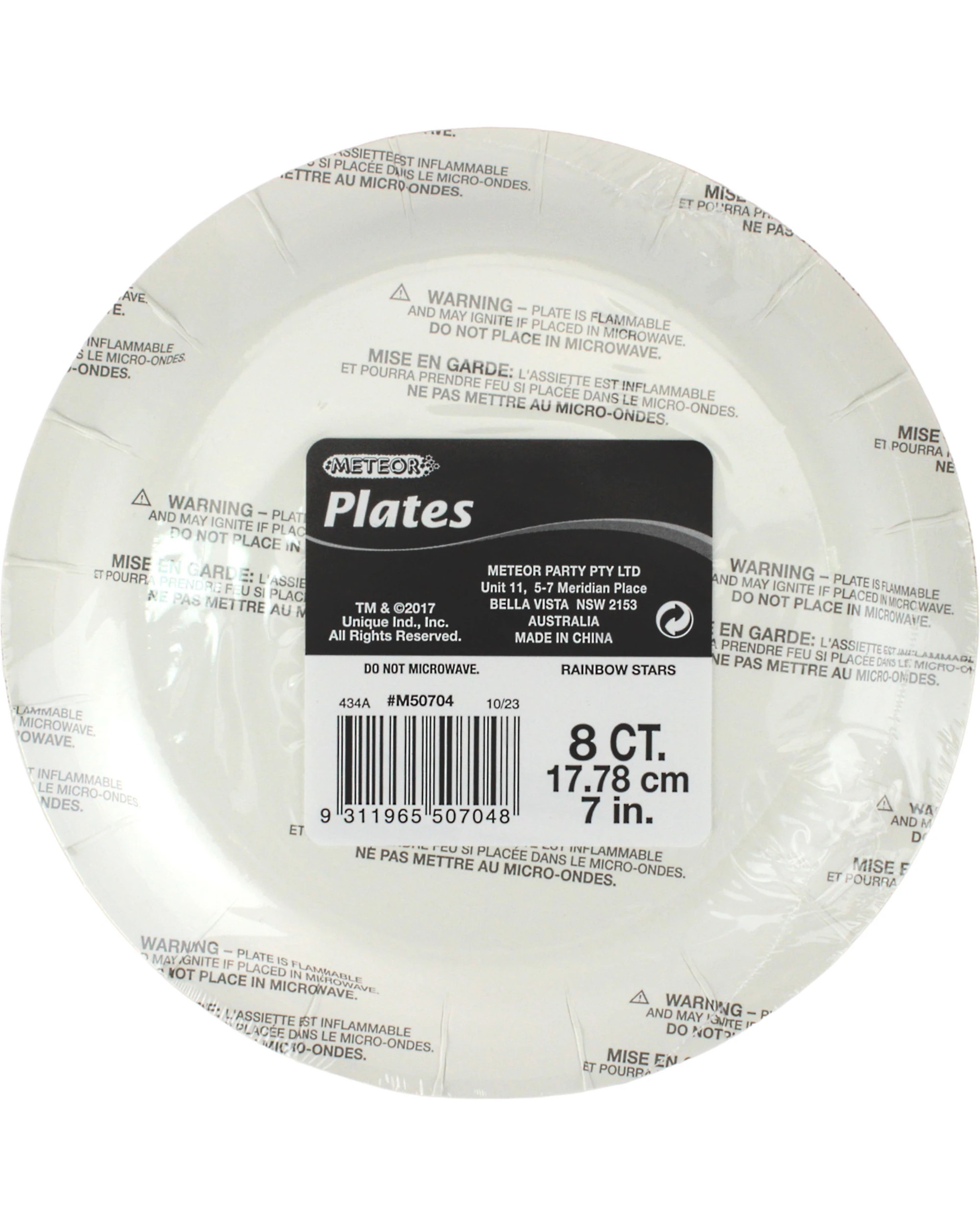3 Meteor Rainbow Stars Happy Birthday Small Paper Plates Pack of 8 - Multi, 3 of 3