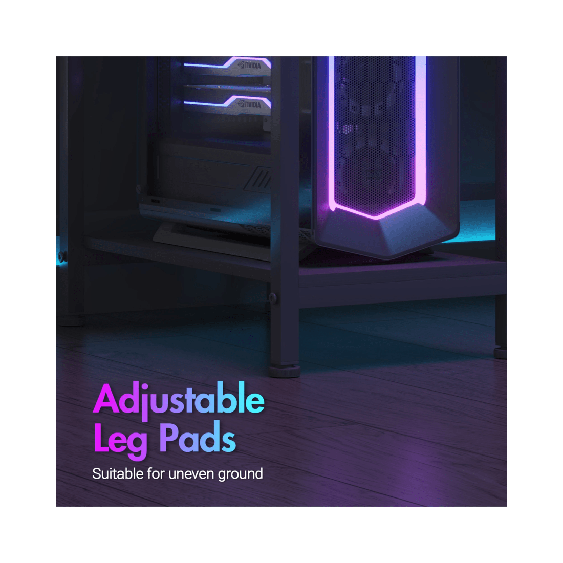 6 Advwin 170cm L Shaped Gaming Desk With Led Lights & Power Outlets Reversible Storage Shelf Computer Corner Desk Black, 6 of 10