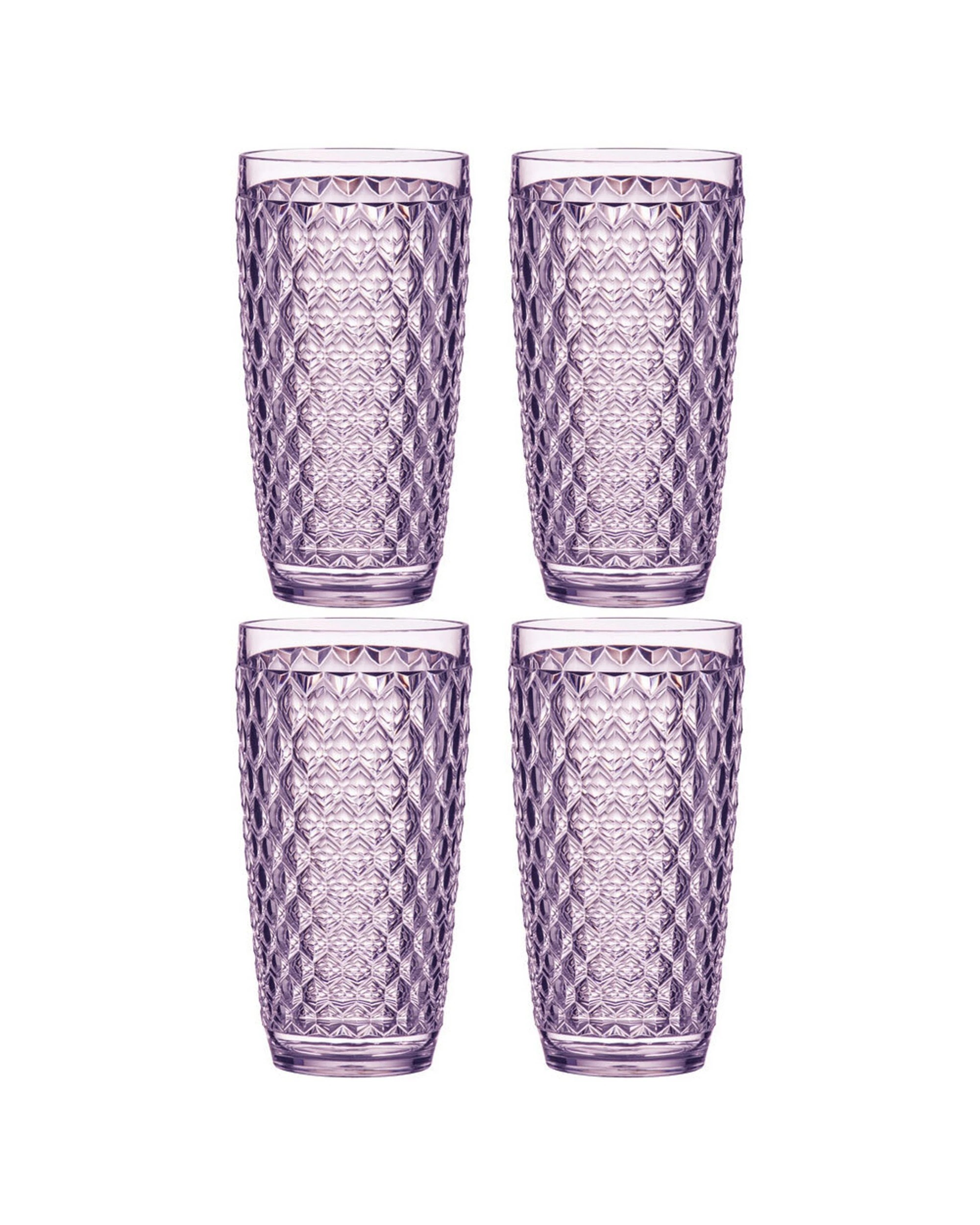 1 Ladelle 4PK Tate Geometric Highball Acrylic Tumbler Drinking Cup Set 450ml Lilac - Purple, 1 of 2