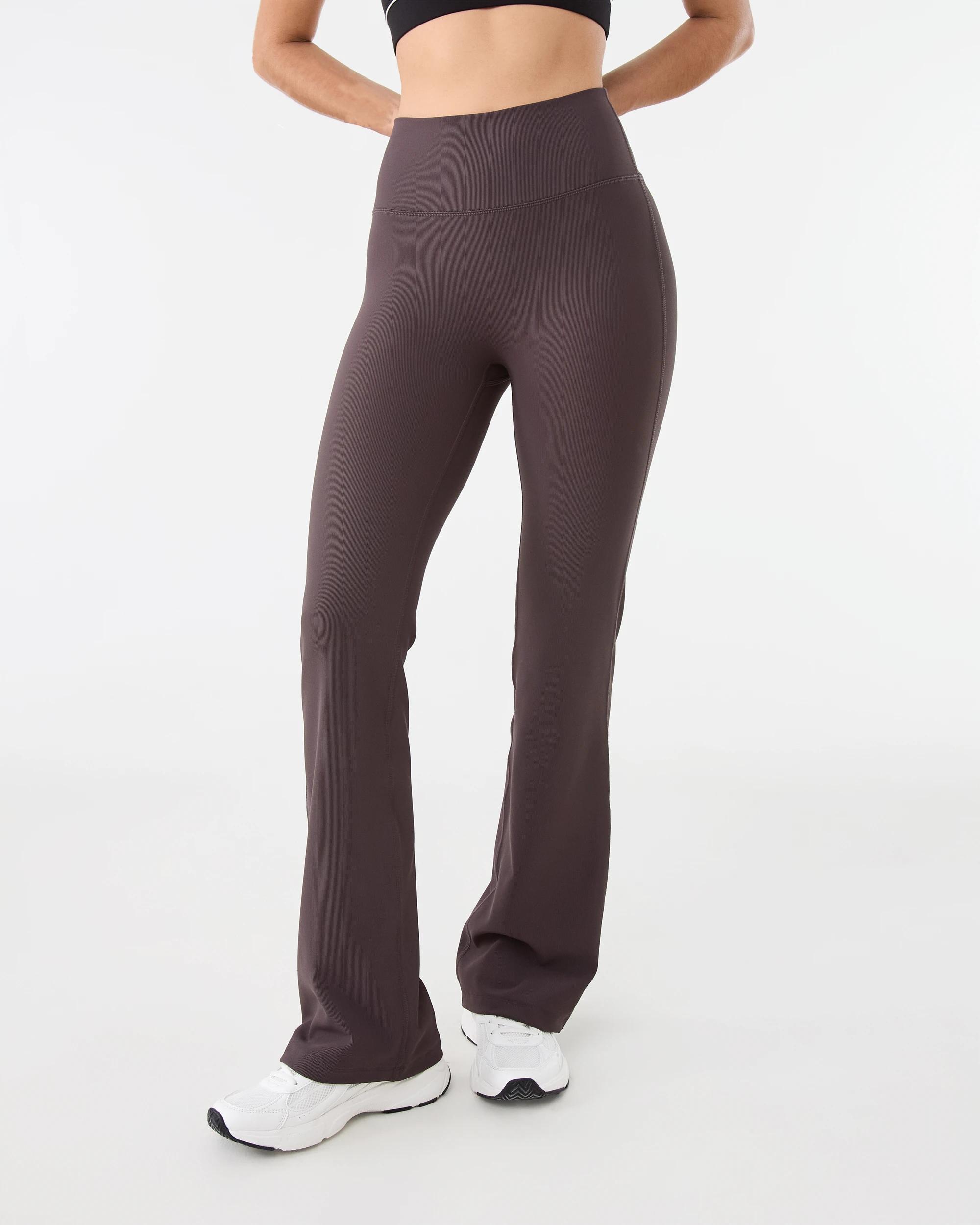 1 Active Womens Soft Rib Flared Leggings Espresso, 1 of 5