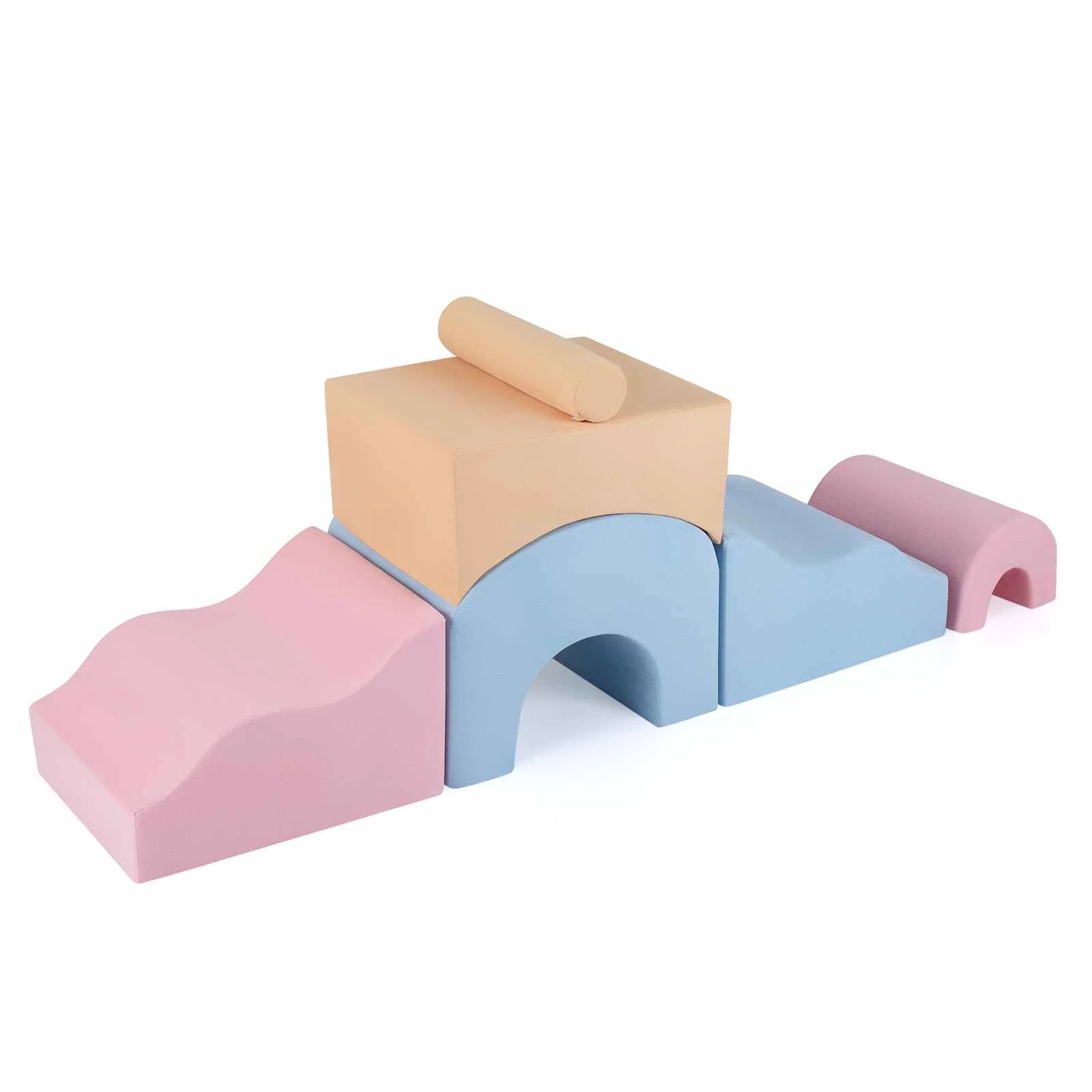 1 Costway 6 Piece Crawl & Climb Foam Play Set Climbing Blocks Soft Toys Indoor Gym Playset - Multi, 1 of 3