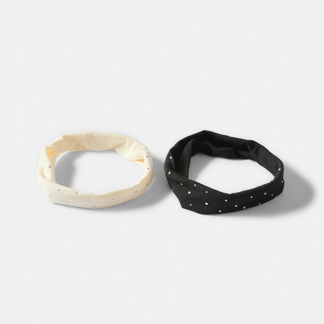 2 2 Pack Stretch Sparkle Headband - Black and Beige, 2 of 5