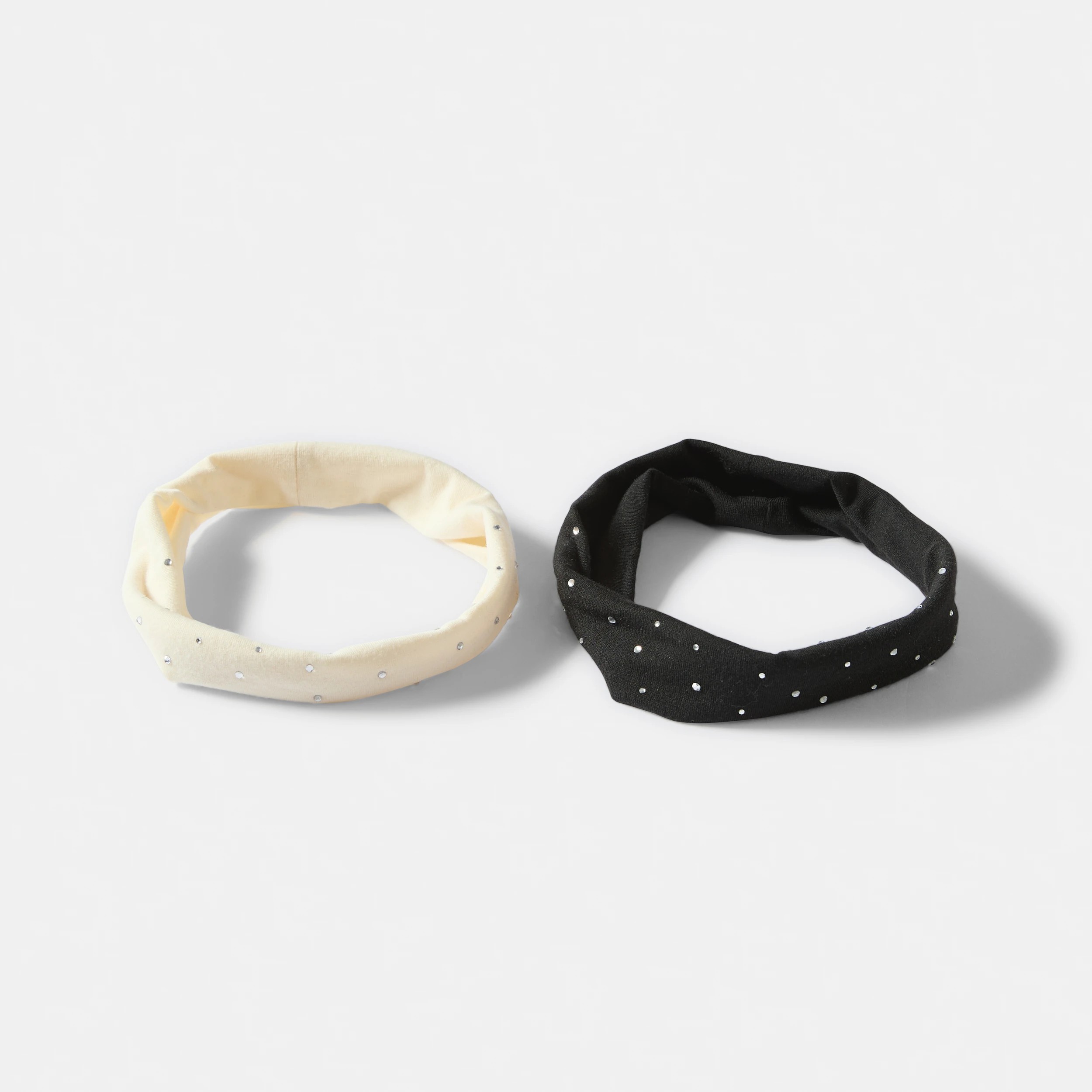 2 2 Pack Stretch Sparkle Headband - Black and Beige, 2 of 5