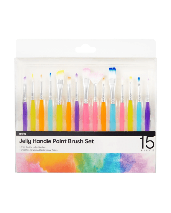 15 Piece Jelly Handle Paint Brush Set