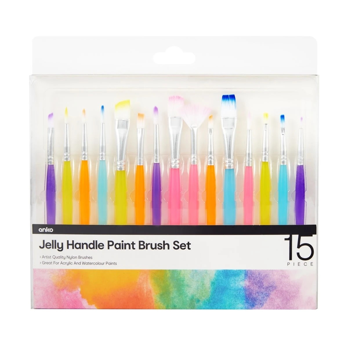 1 15 Piece Jelly Handle Paint Brush Set, 1 of 3