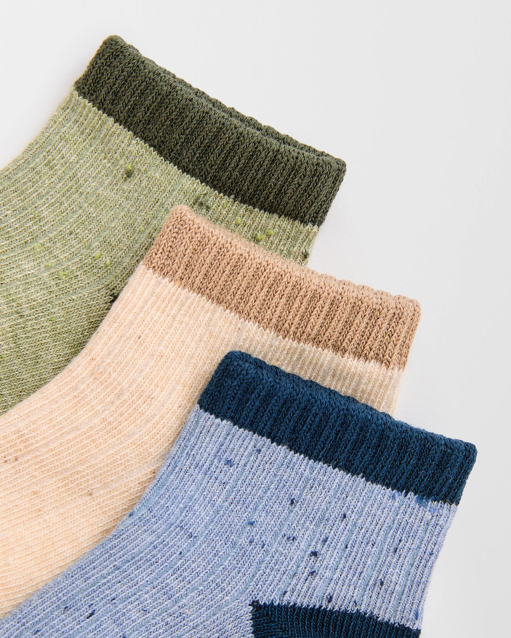 2 Target Baby Baby Australian Cotton Blend 3 Pack Textured Quarter Crew Socks BLUE/CREAM/GREEN, 2 of 3