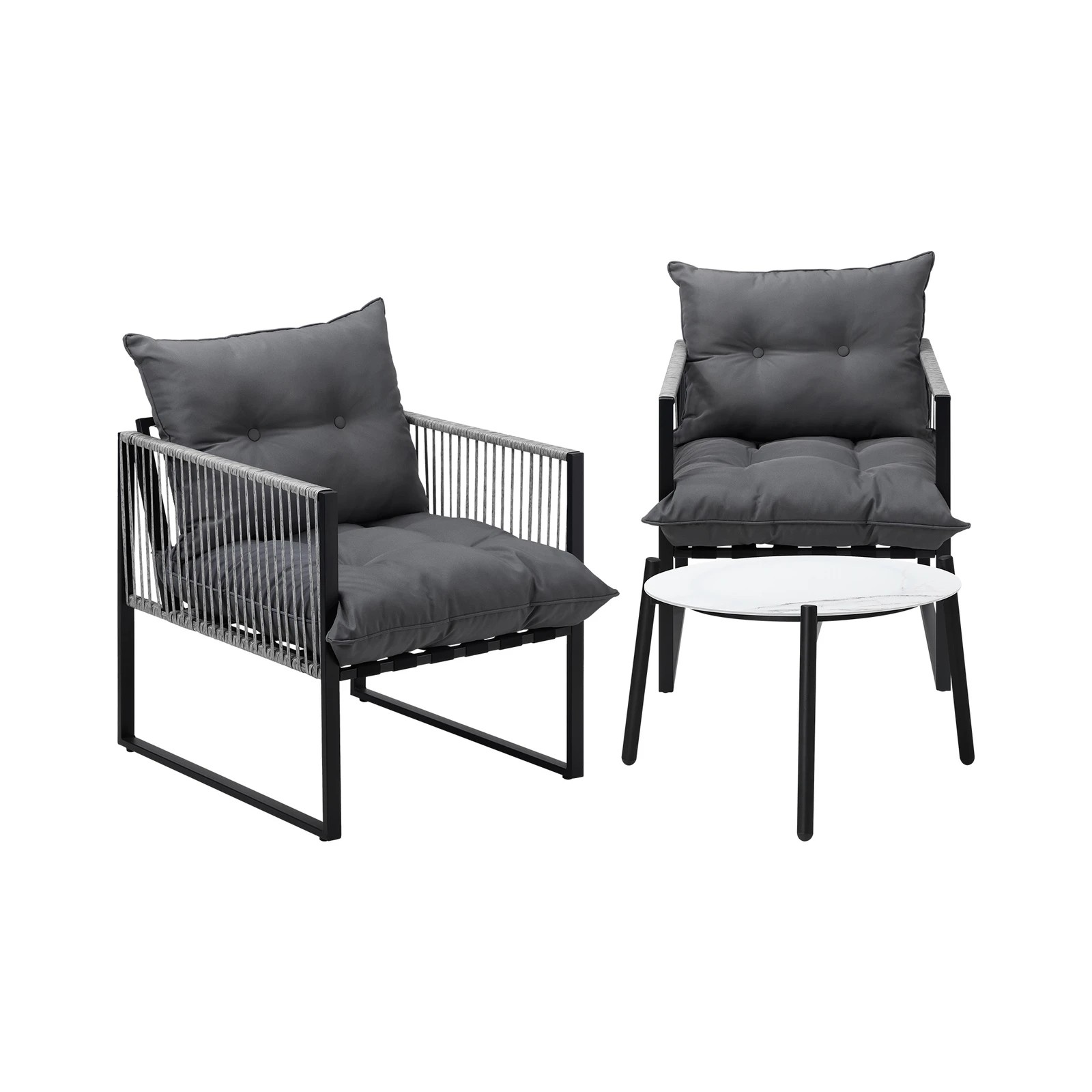 8 Livsip 3PCS Outdoor Patio Setting Table Chairs White 50cm Coffee Table - Multi, 8 of 9