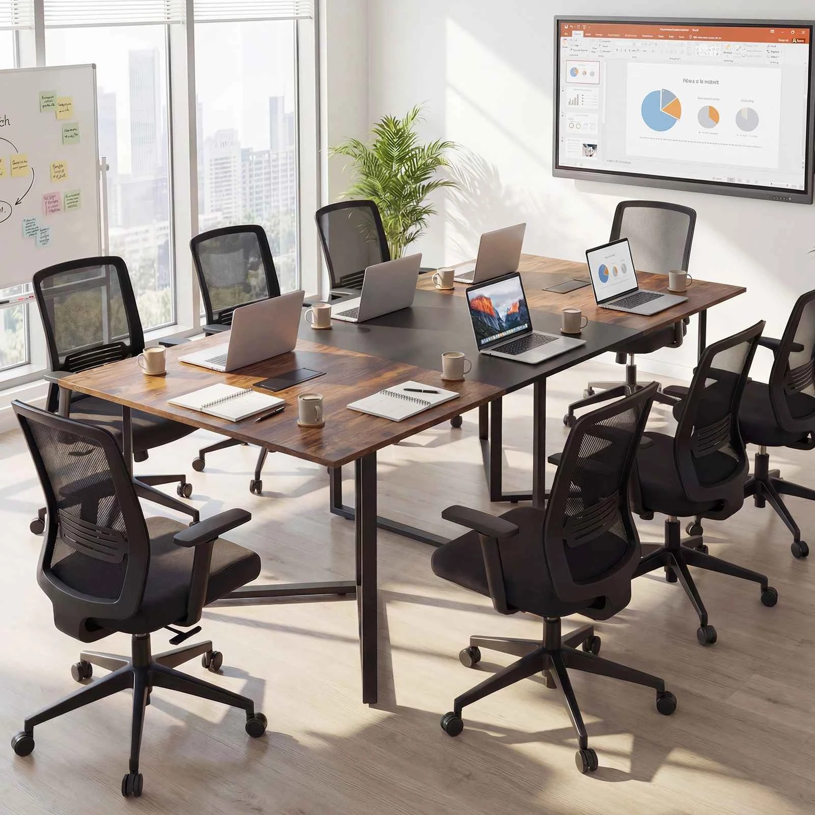 3 Costway 1.8M Conference Table for 6-8 People Meeting Table w/2 Cable Grommet, 3 of 6