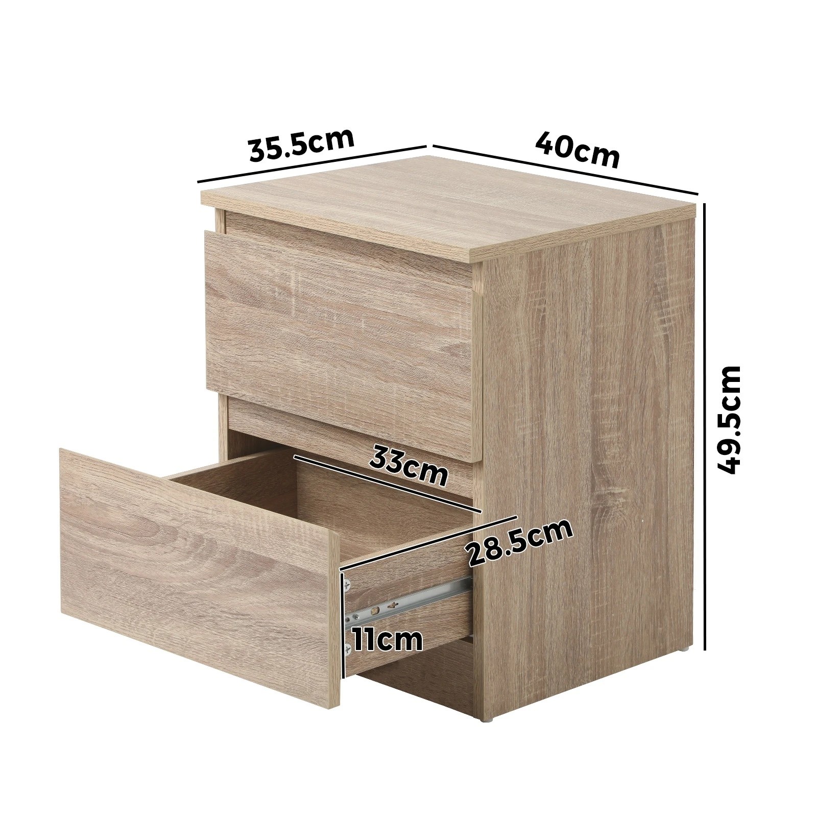 2 Oikiture Bedside Tables Set of 2 Nightstand Side End Table Storage Cabinet - Natural, 2 of 9