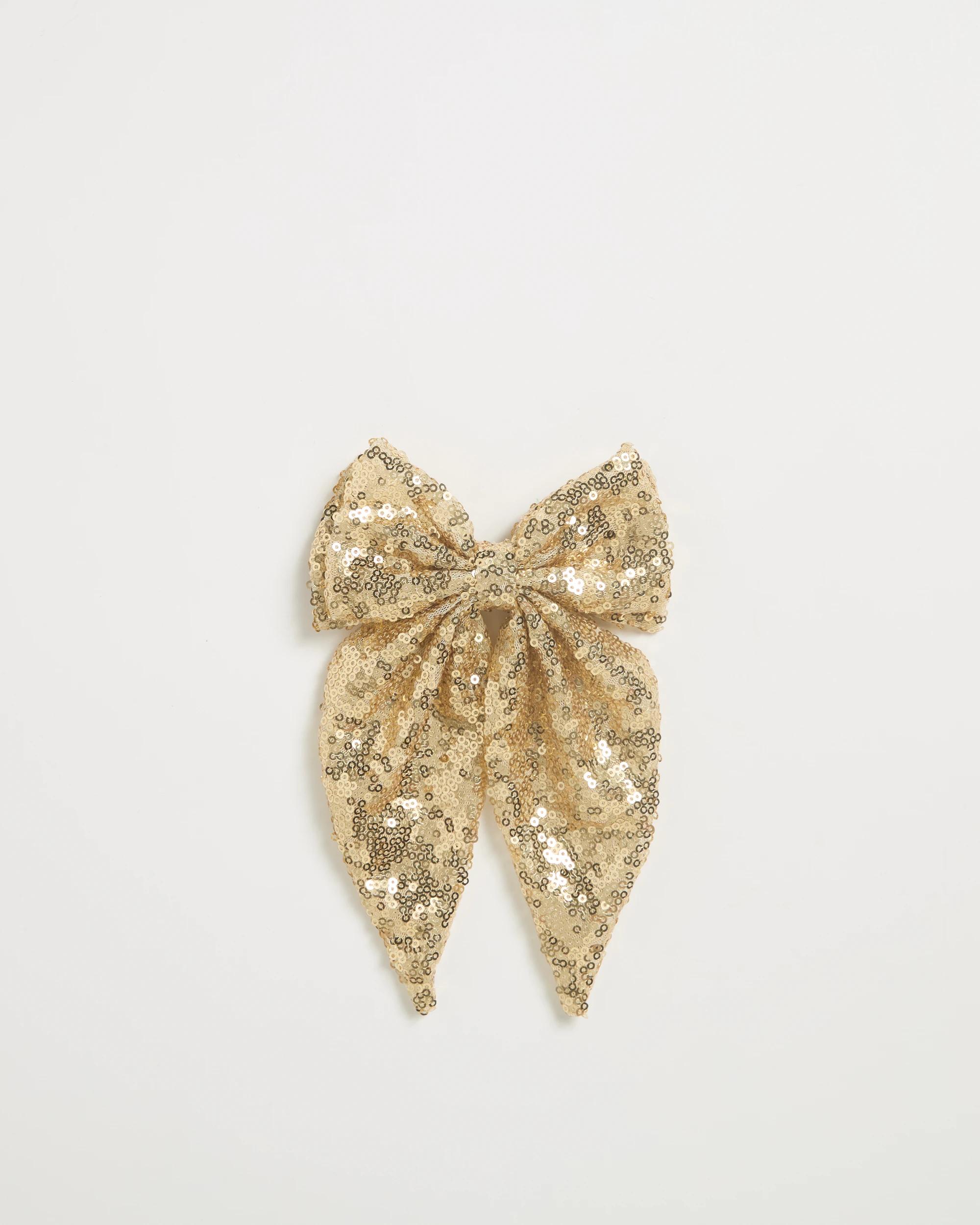1 Target Kids Sequin Christmas Bow Clip GOLD, 1 of 3