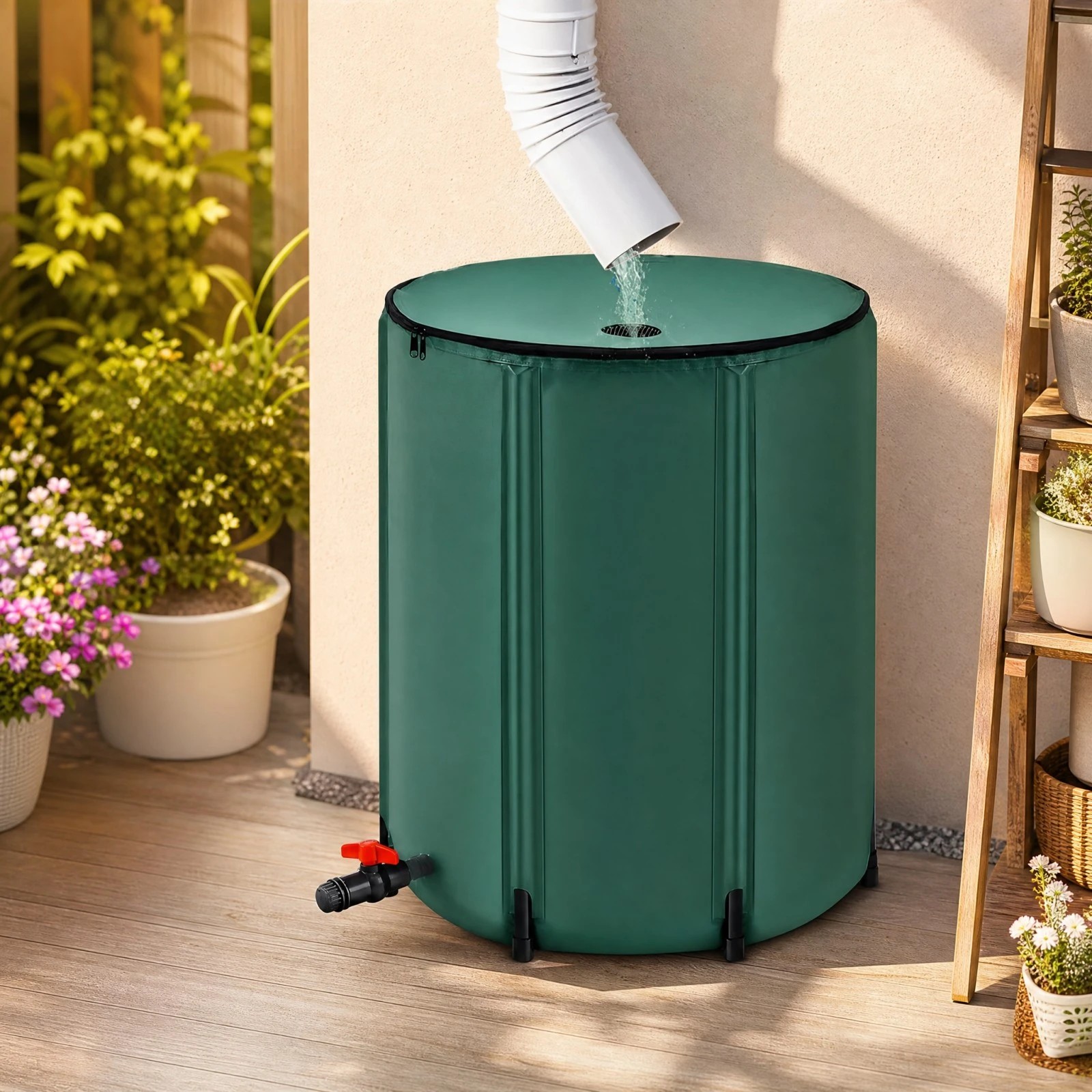 2 Costway 200L Collapsible Rain Barrel Foldable Rainwater Collection System Water Storage Container, 2 of 5