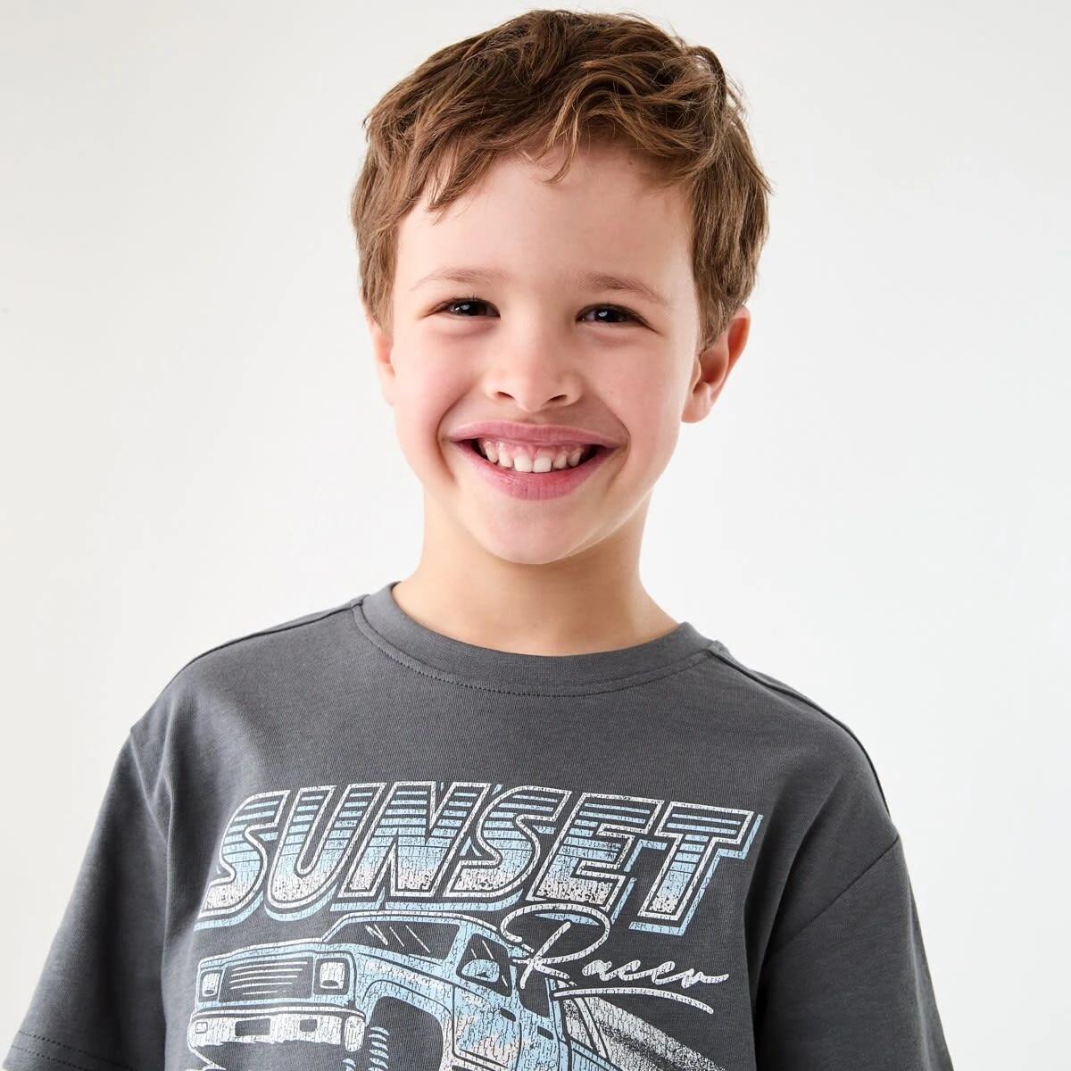 3 Chest Print T-shirt SUNSET RACER WASHED GREY, 3 of 6