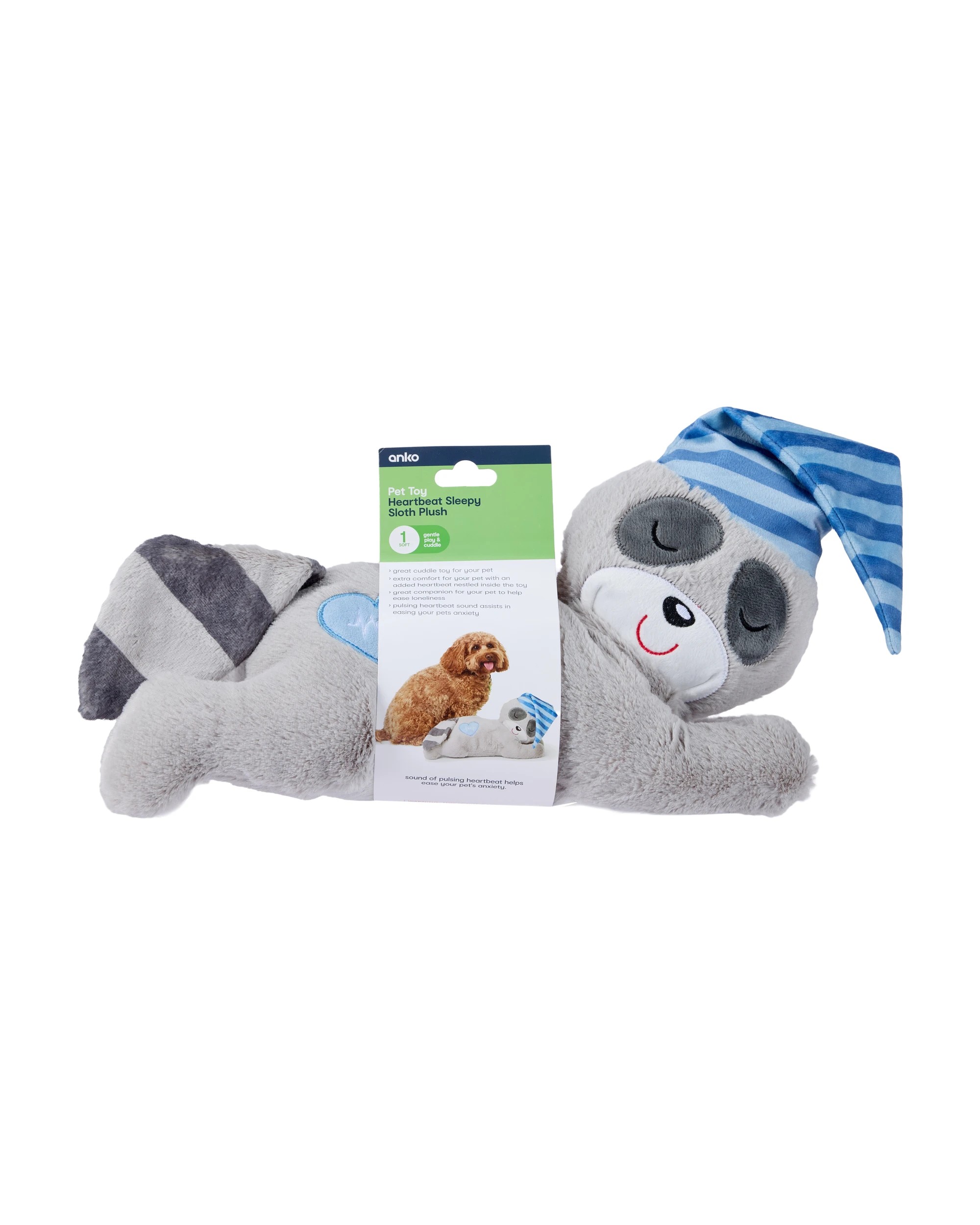 9 Pet Toy Heartbeat Sleepy Sloth Plush, 9 of 9